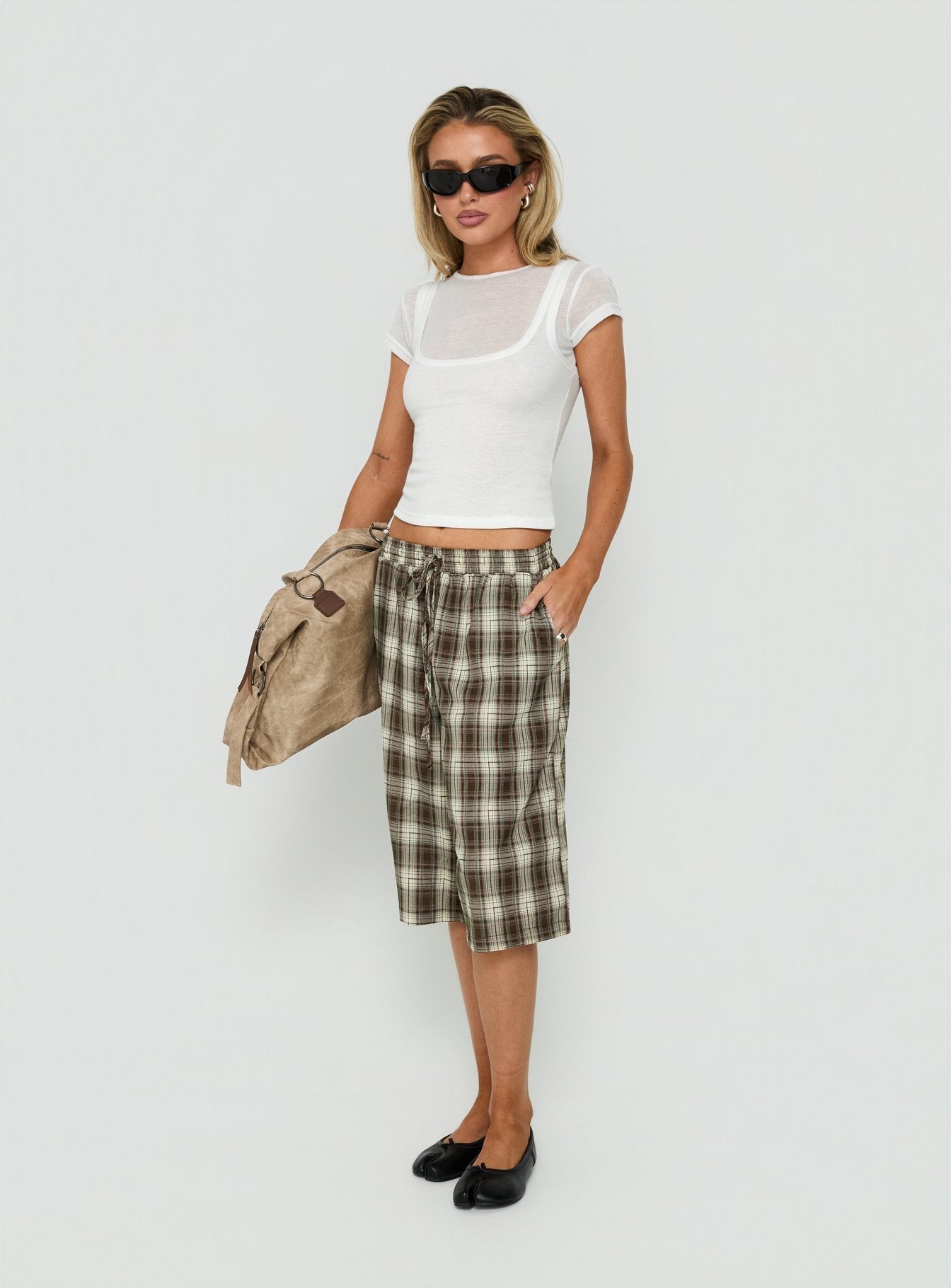 Tucka Long Line Baggy Shorts Multi Check