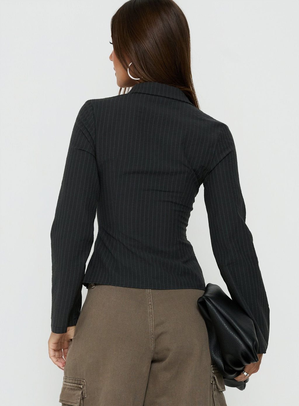 Anni Pinstripe Shirt Black