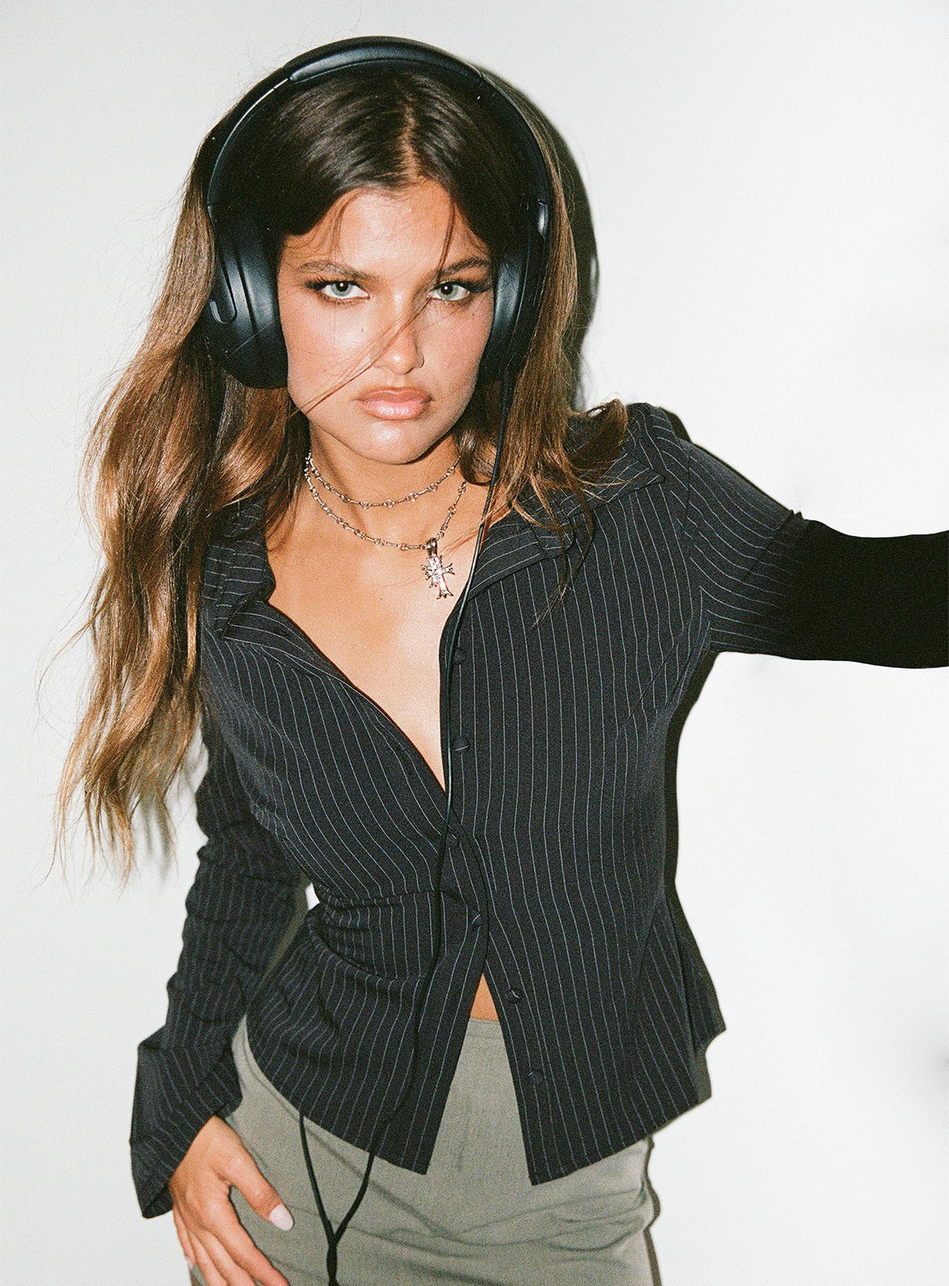 Anni Pinstripe Shirt Black