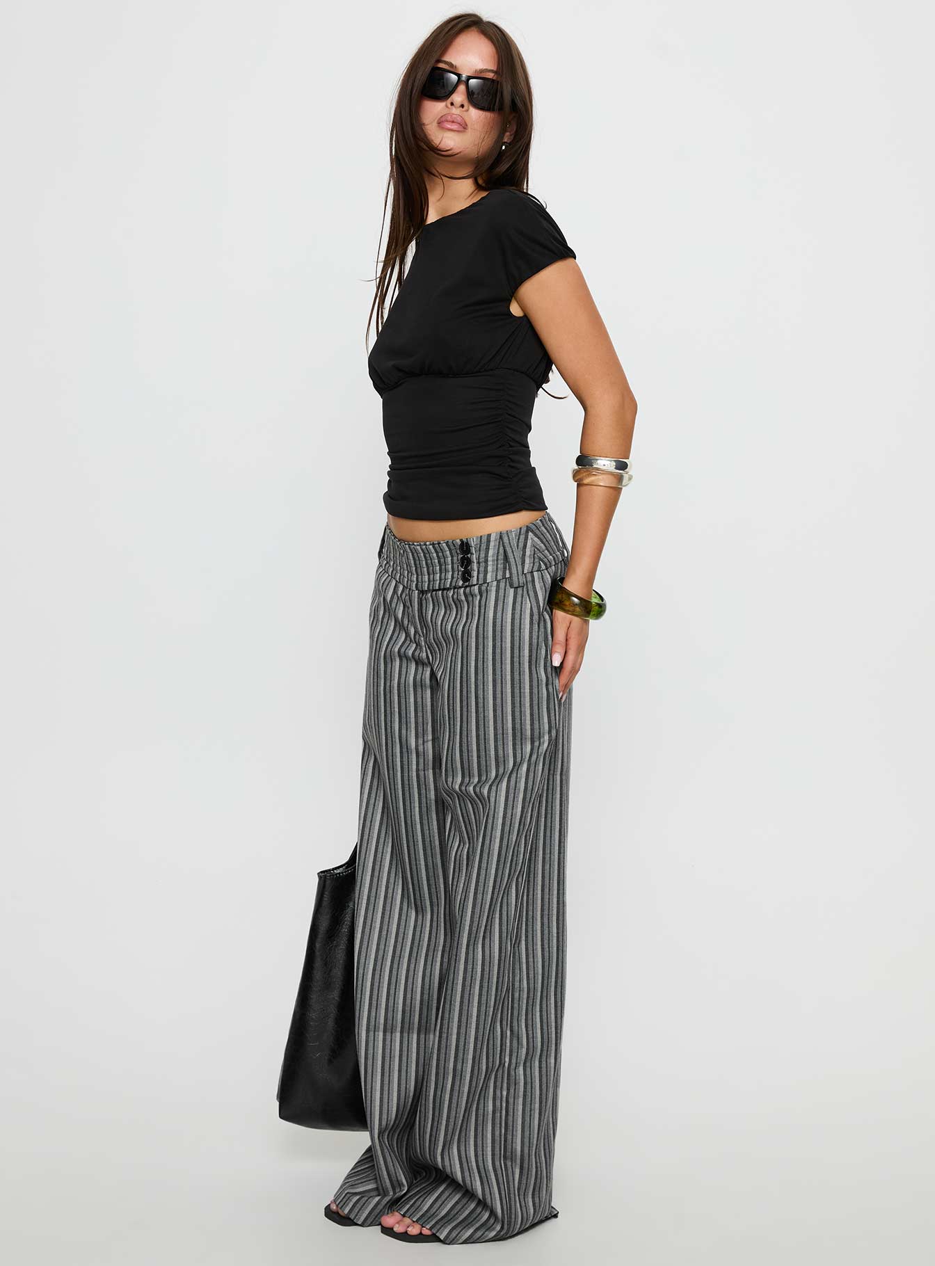 Cedars Low Rise Trousers Grey Stripe
