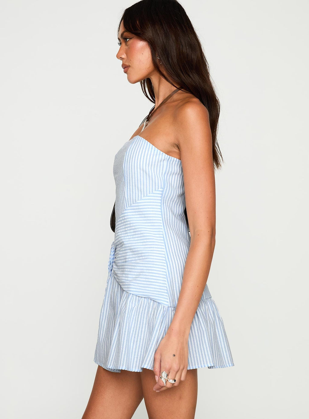 Archetype Strapless Mini Dress Blue Stripe