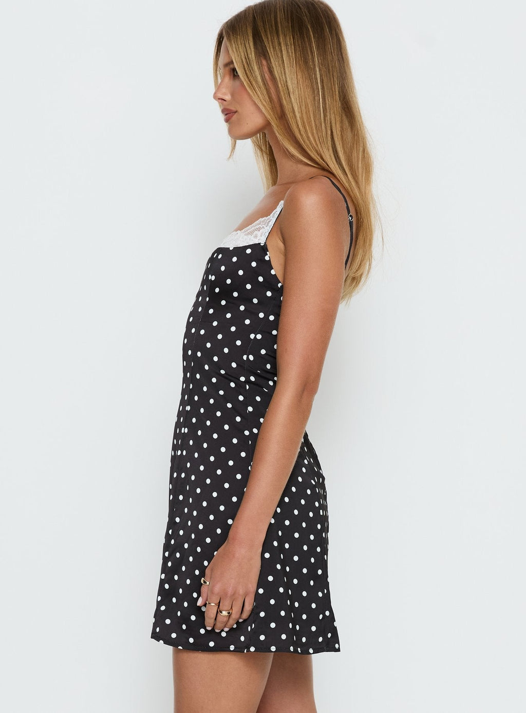 Renaissance Korsett Minikleid Schwarz / Weiß Tupfen