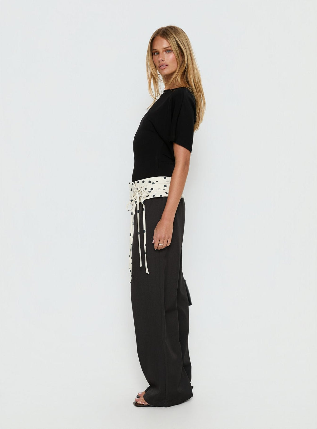 Seneca Wrap Trousers Charcoal Polka Dot