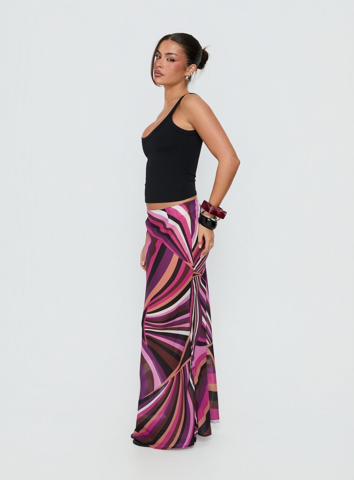Lucidia Maxi Skirt Pink Retro