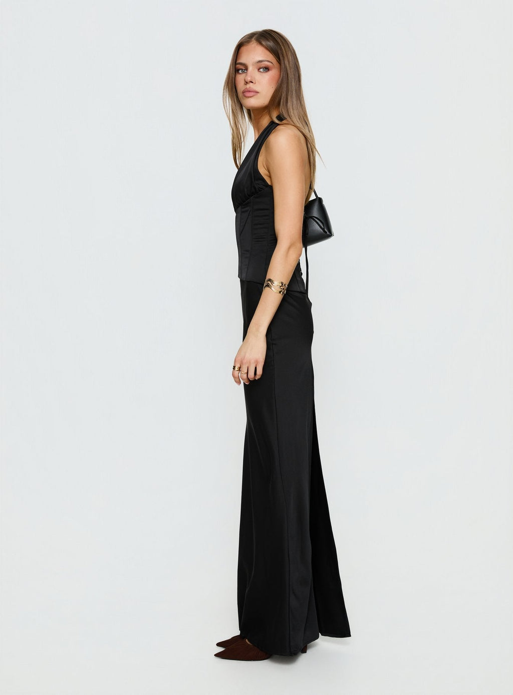 In A Trance Neckholder Korsett Maxikleid Schwarz