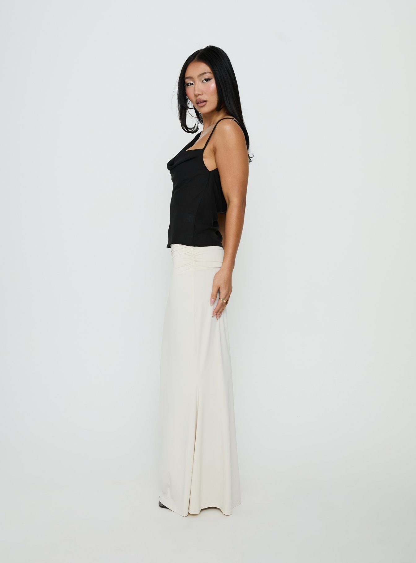 Liorah Foldover Waist Maxi Skirt Cream