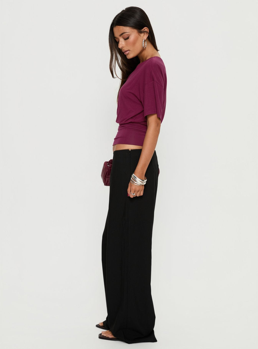 Khane Low Rise Wide Leg Trousers Black