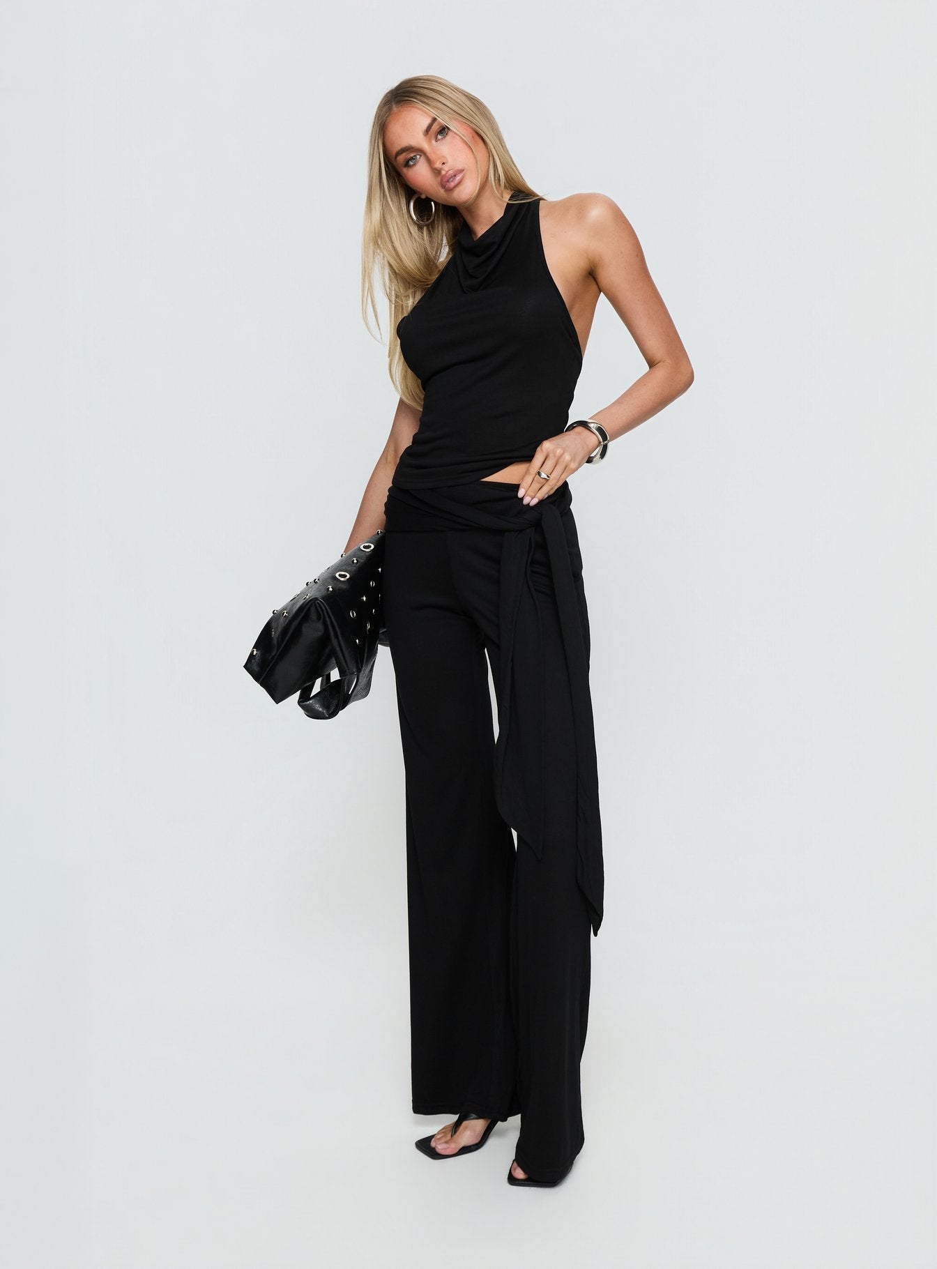 Katiana Wrap Jersey Trousers Black