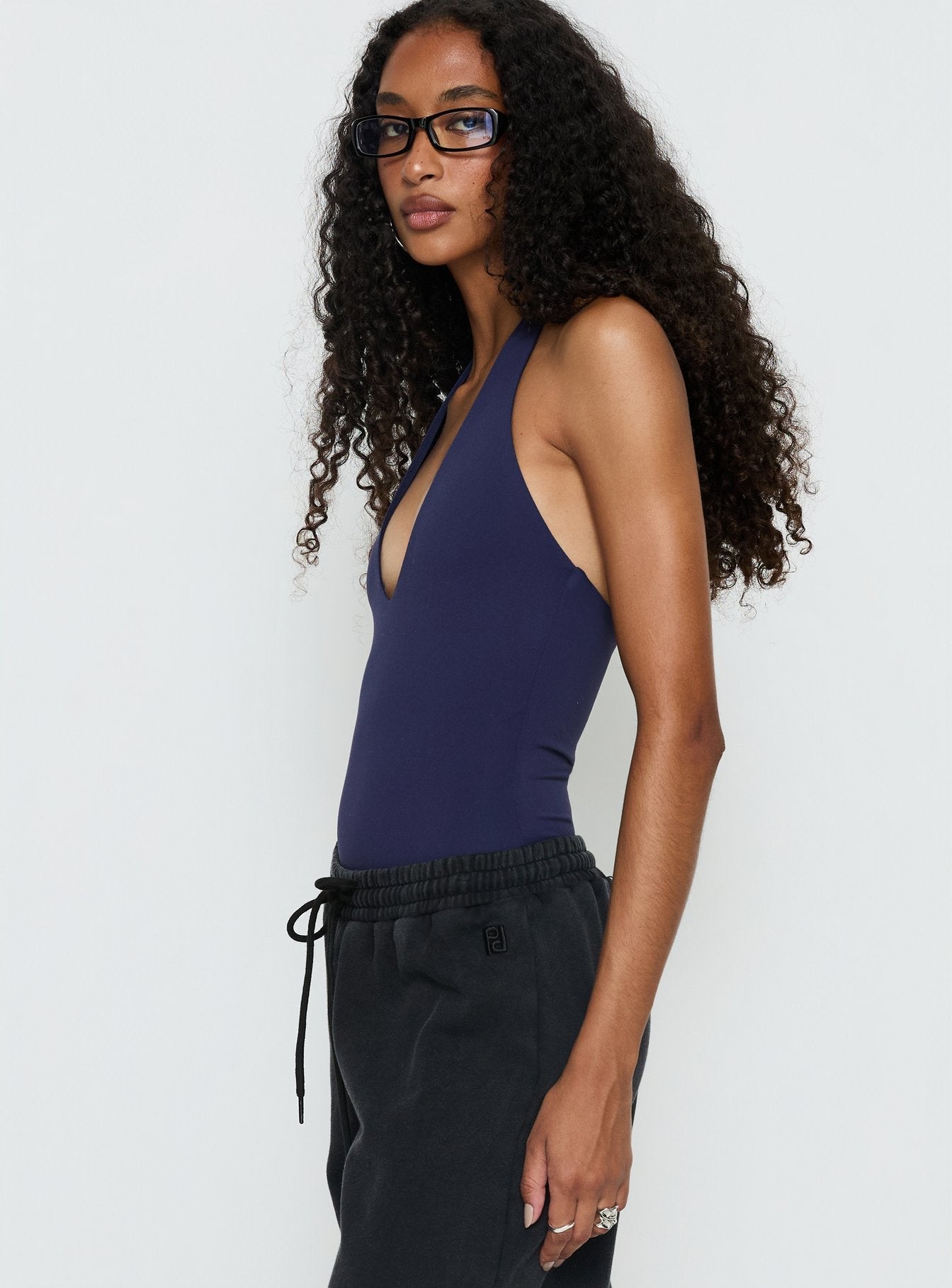 Someone New Halter Bodysuit Navy