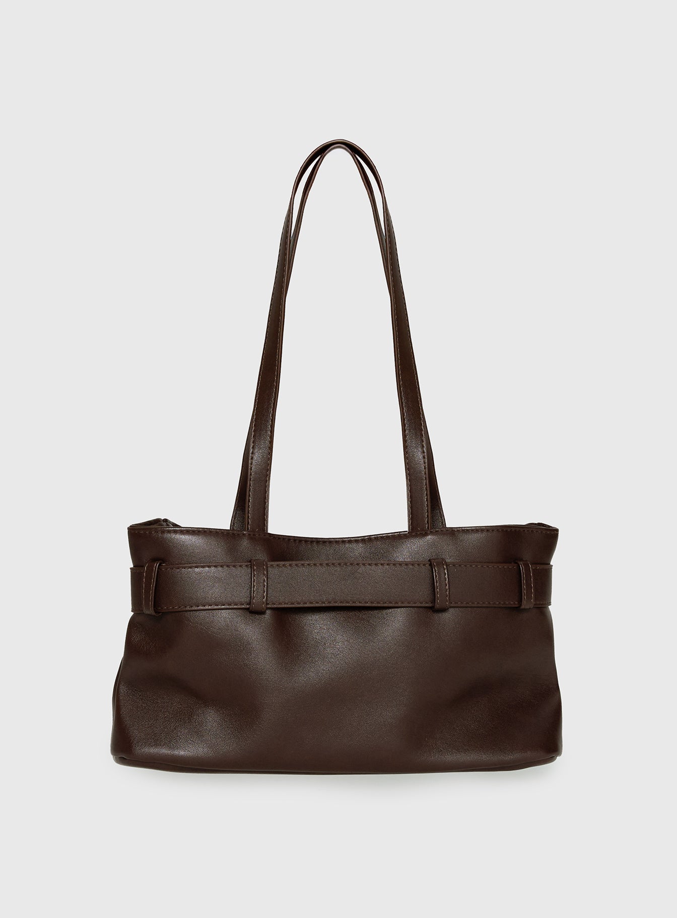 Views Of Capri Faux Leather Buckle Shoulder Bag Dark Brown