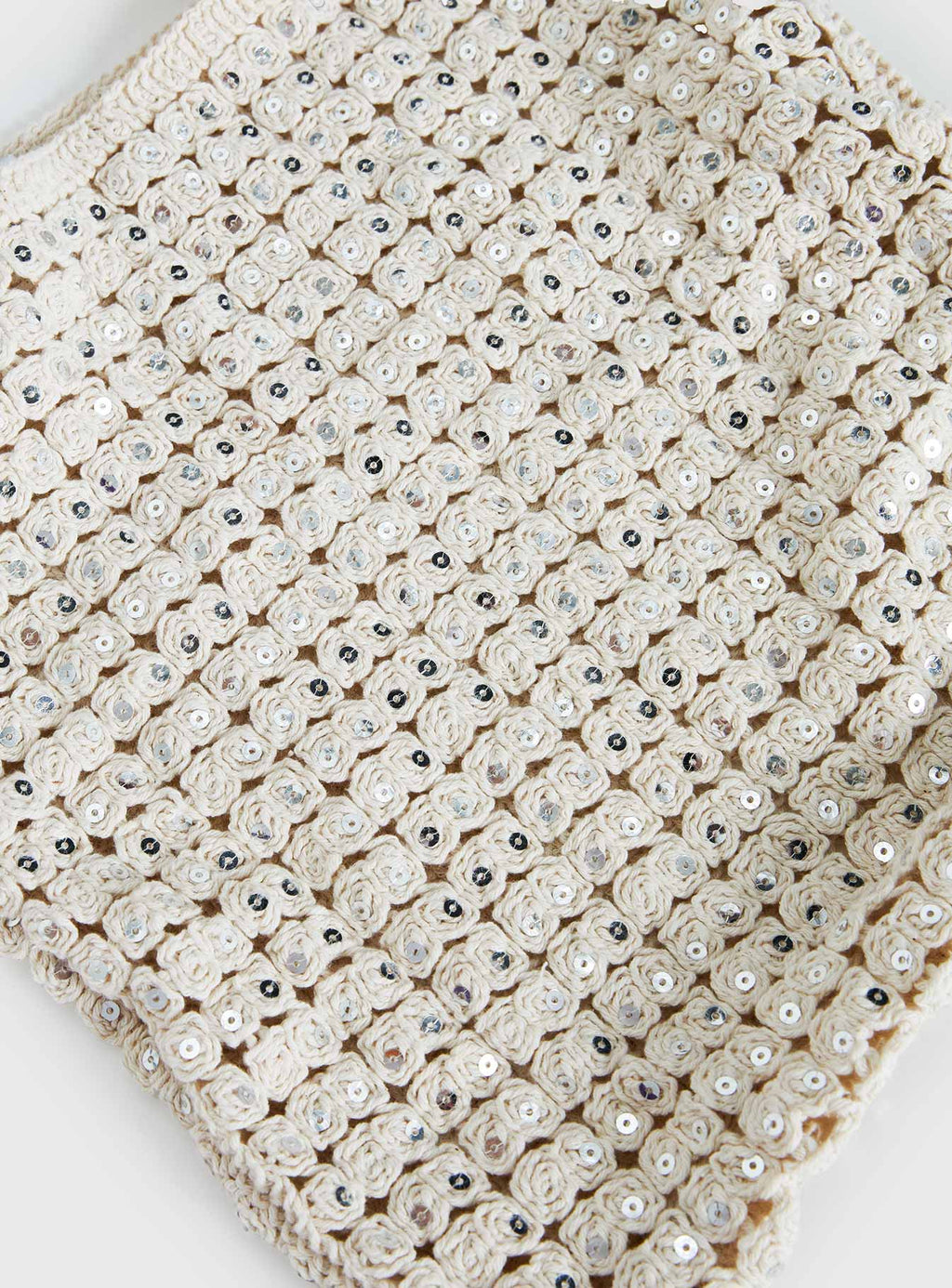 Moon Glow Crochet Metallic Tote Bag Cream
