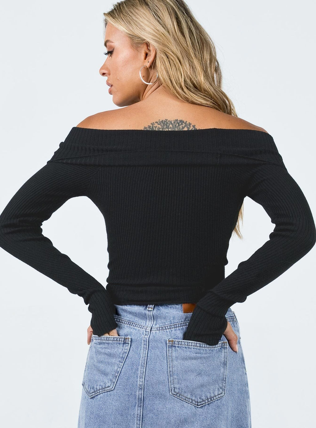 Morley Off Shoulder Jumper Black
