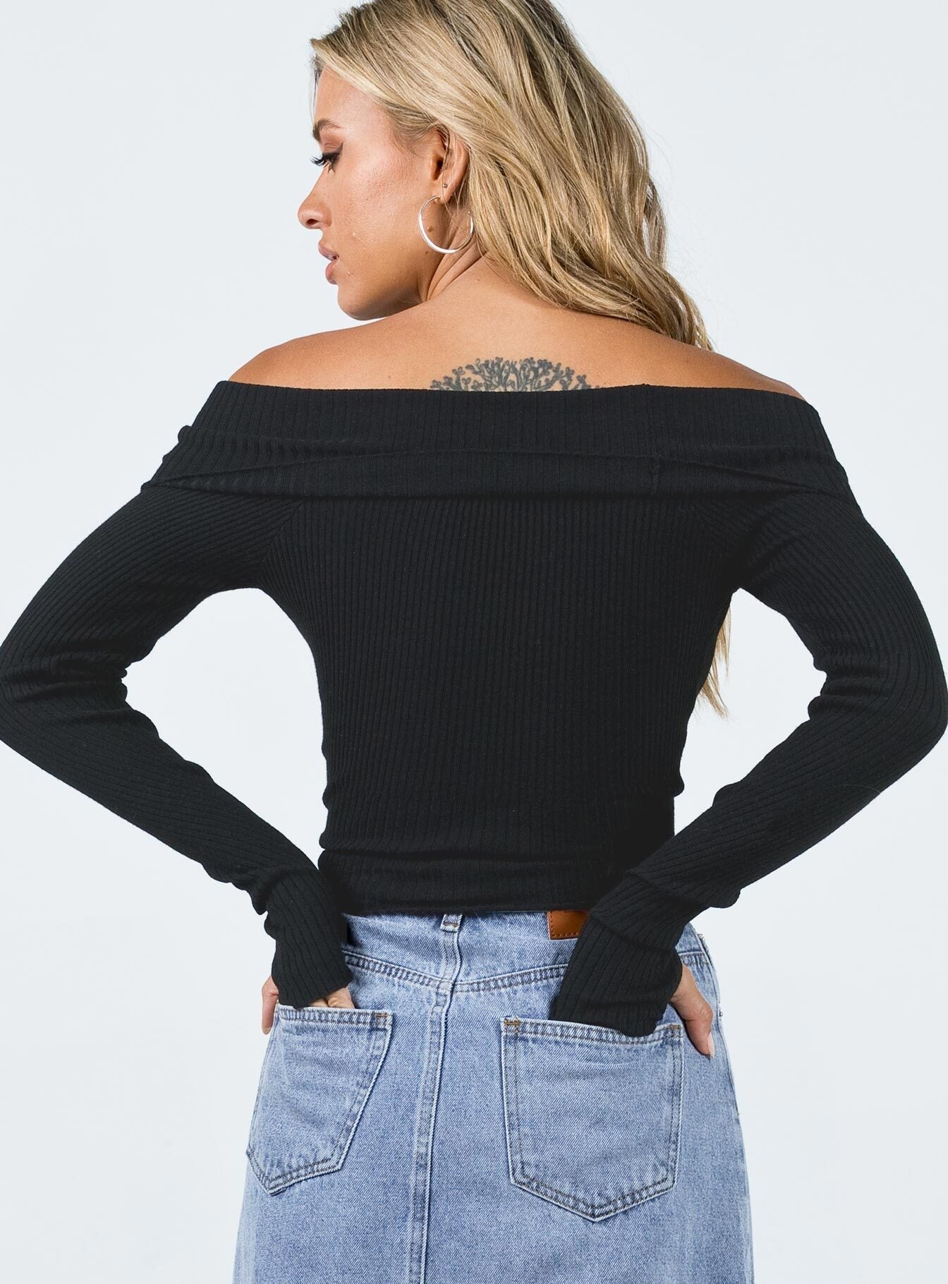 Morley Off Shoulder Jumper Black