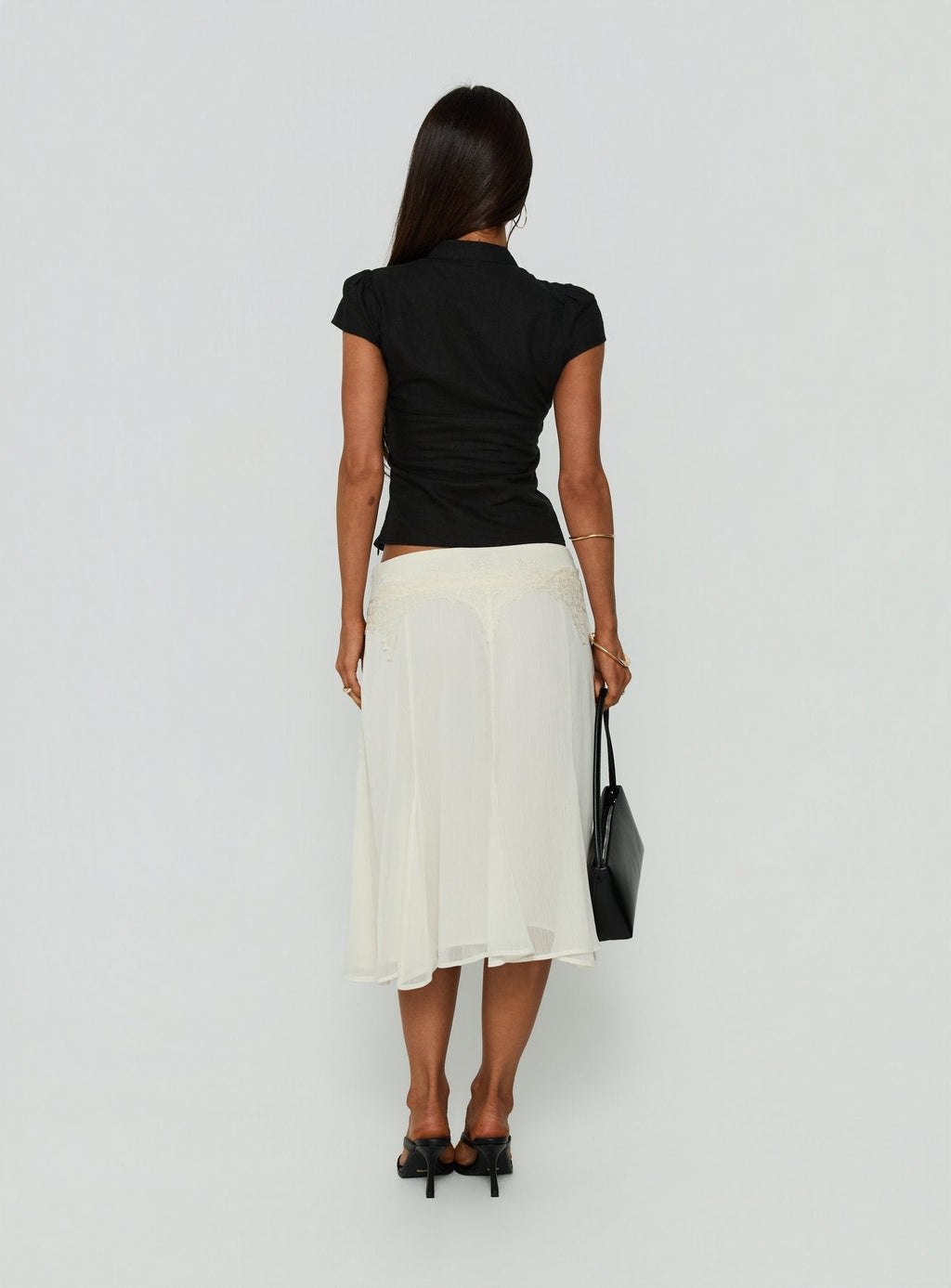 Ambrosea Panelled Midi Skirt Cream