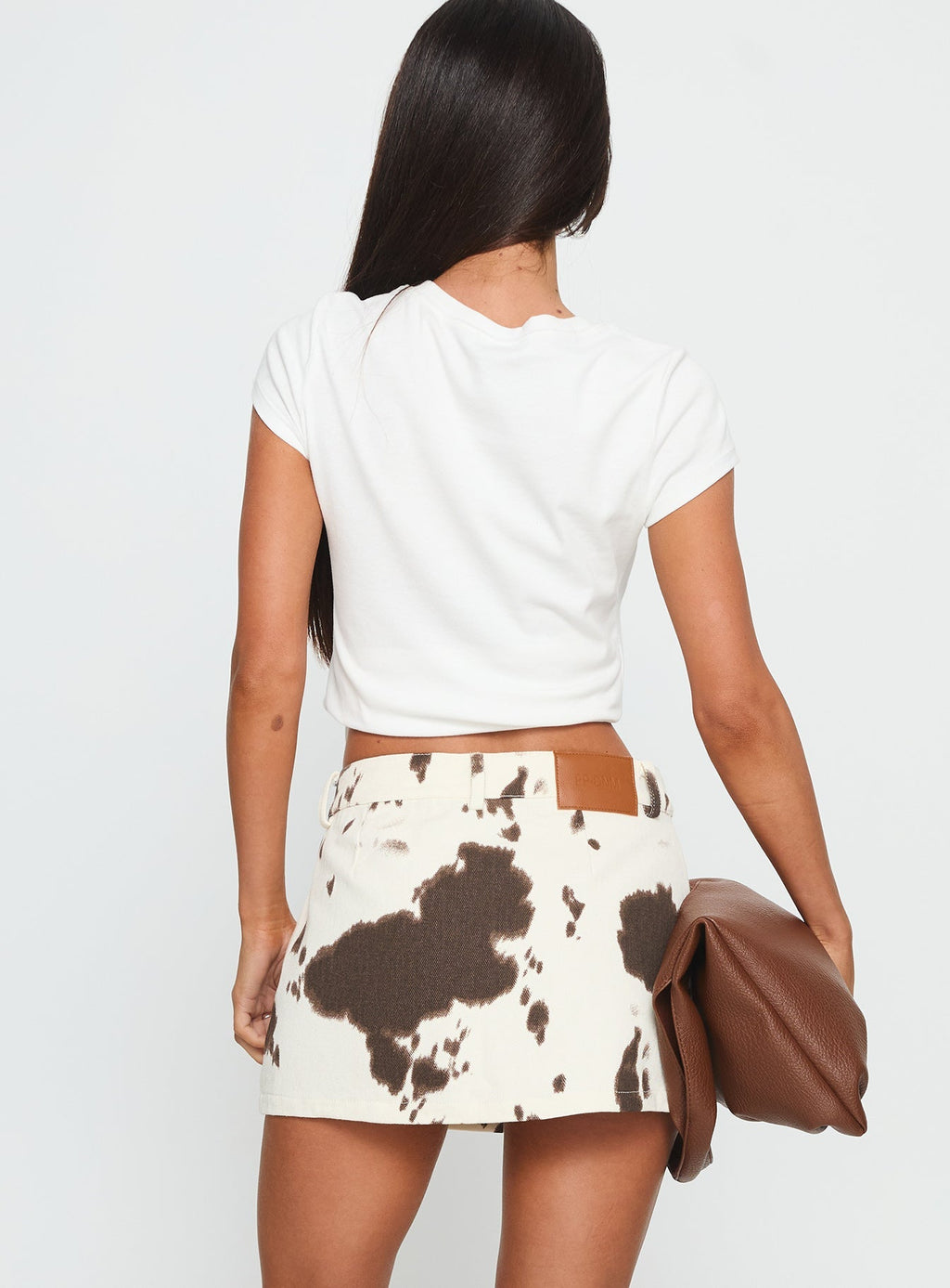 Maxa Denim Mini Skirt Cow Print