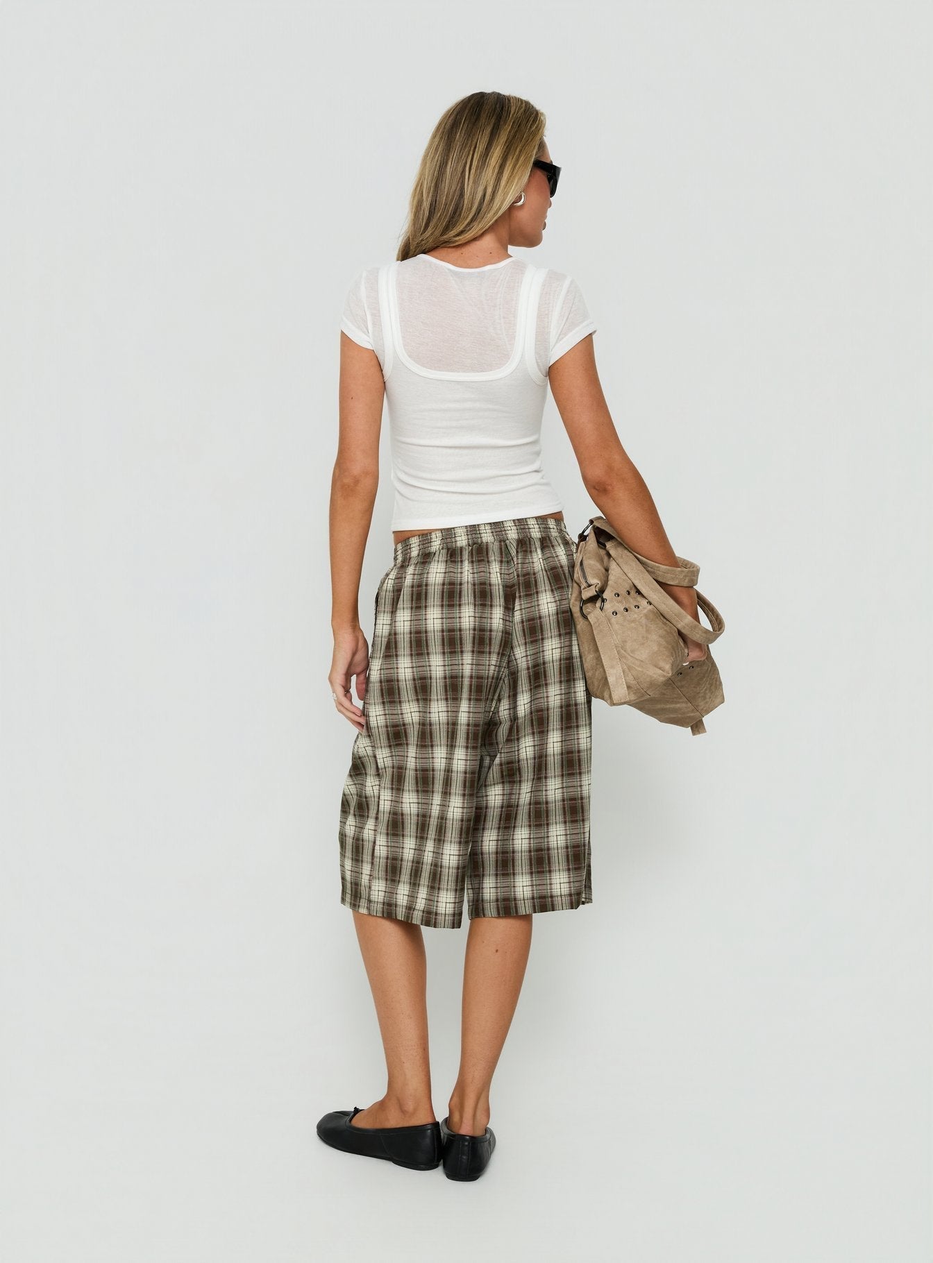 Tucka Long Line Baggy Shorts Multi Check