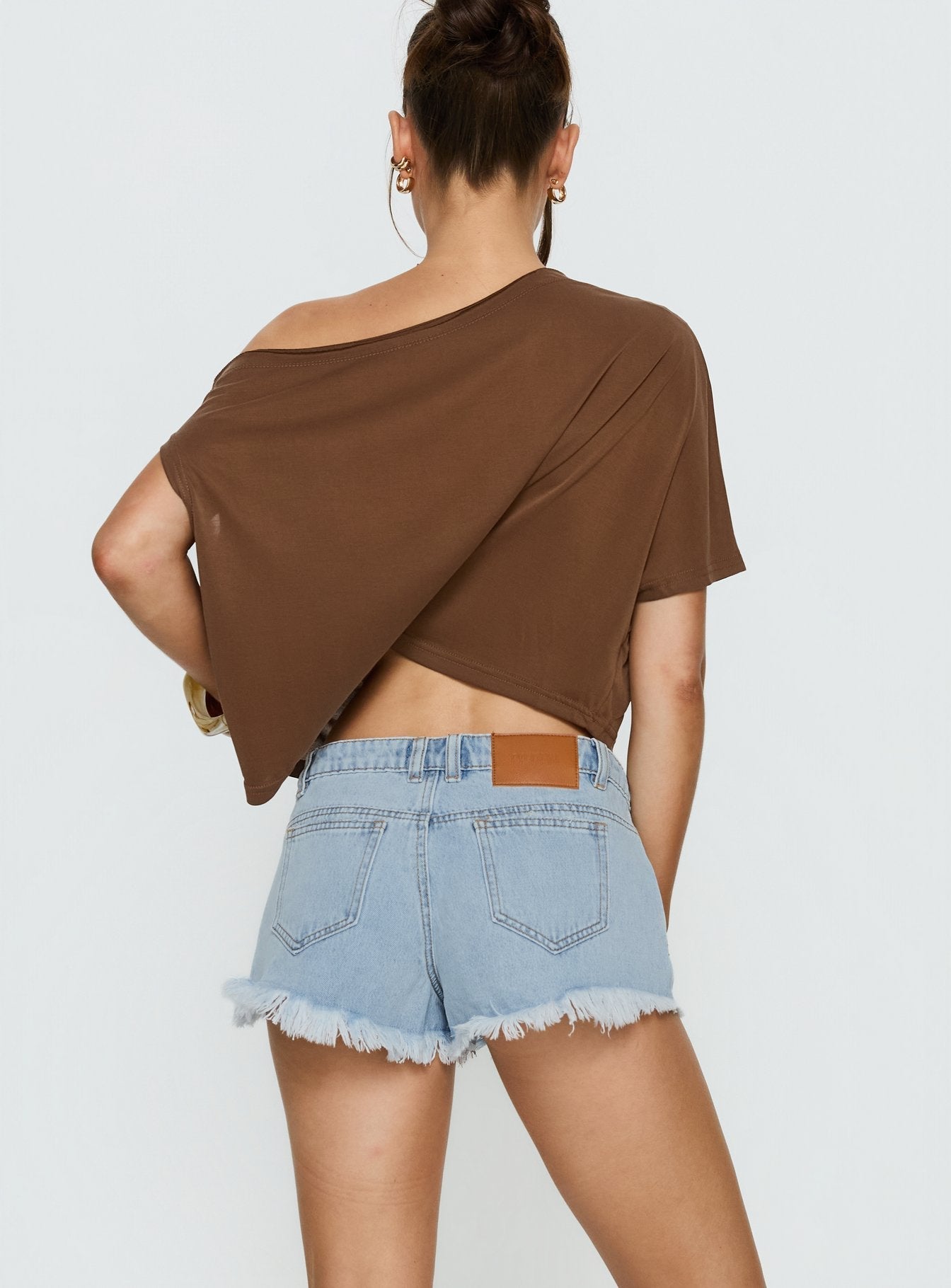 Posse Distressed Micro Denim Shorts Light Blue Wash