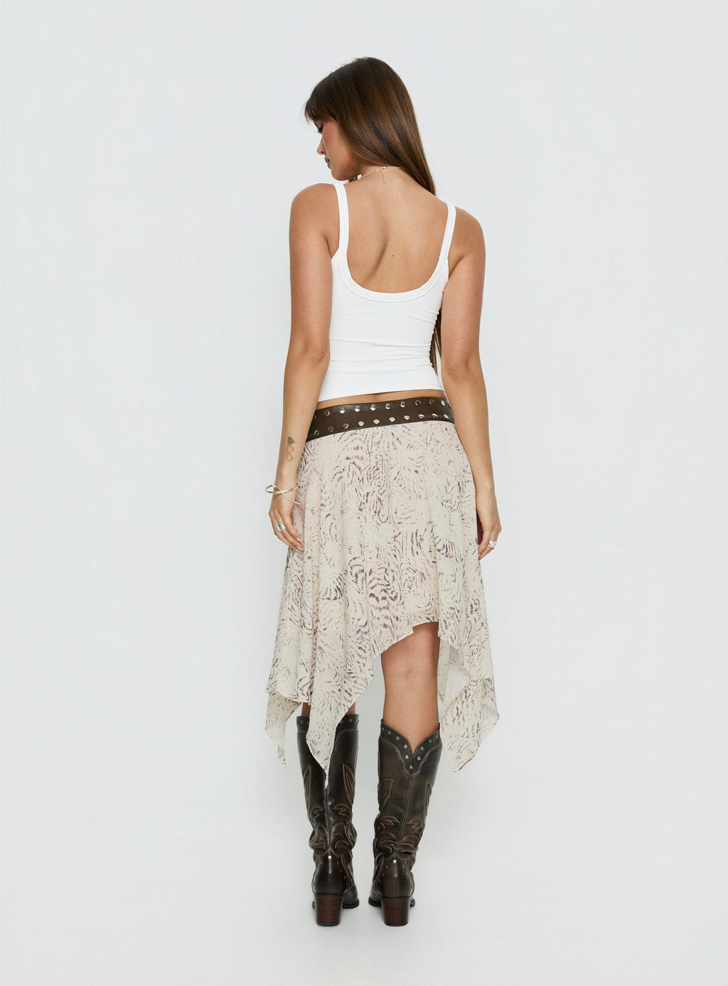 Dark Mirage Asymmetrical Midi Skirt Multi