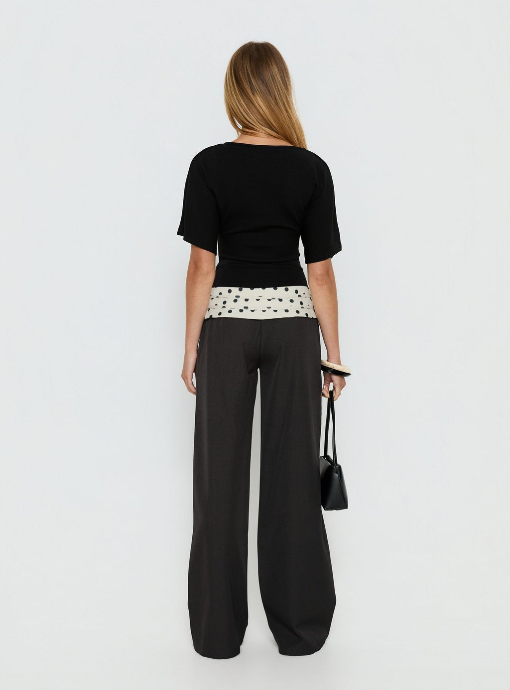 Seneca Wrap Trousers Charcoal Polka Dot