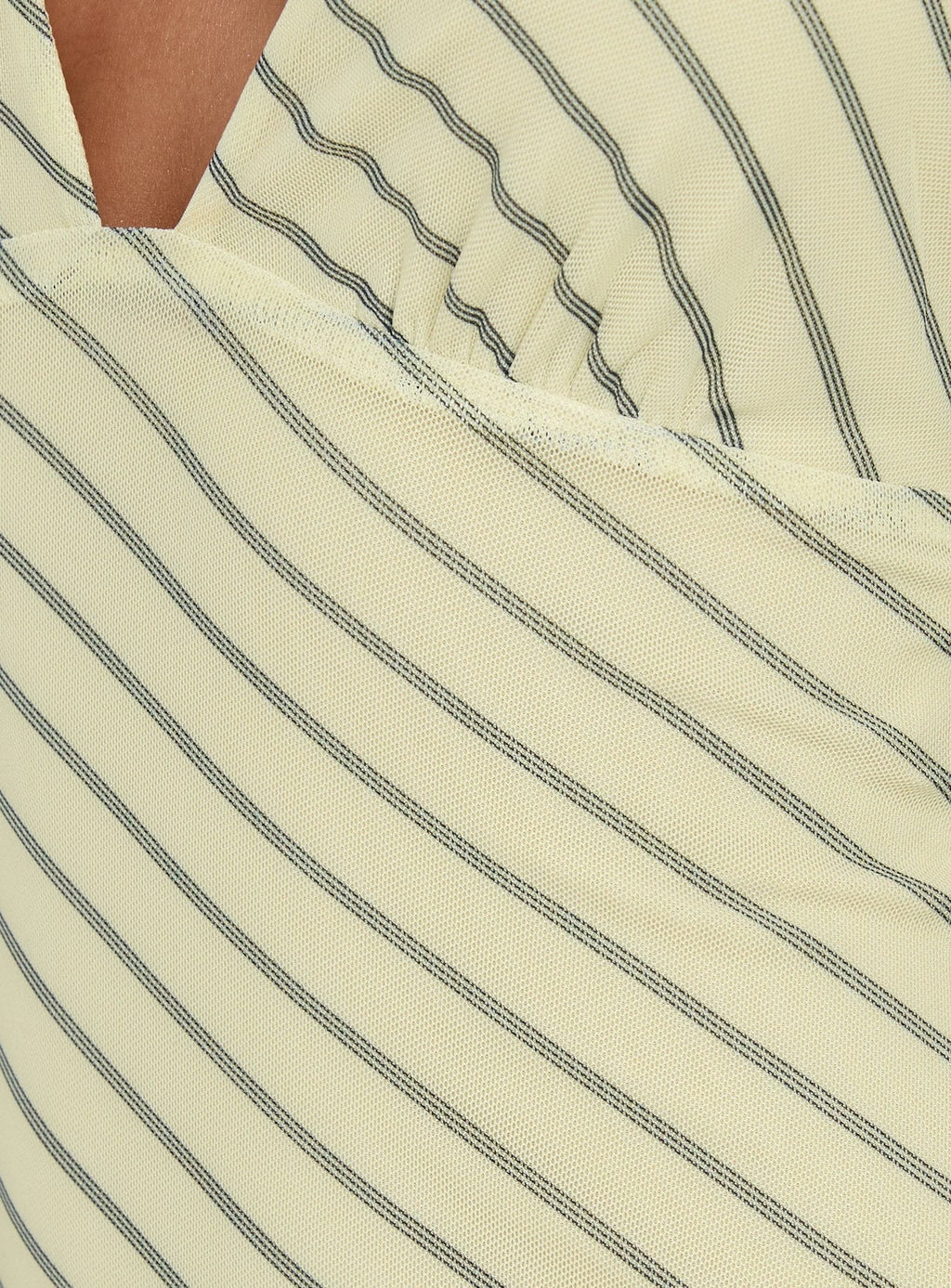 Adolena Halter Ruched Maxi Dress Yellow Stripe