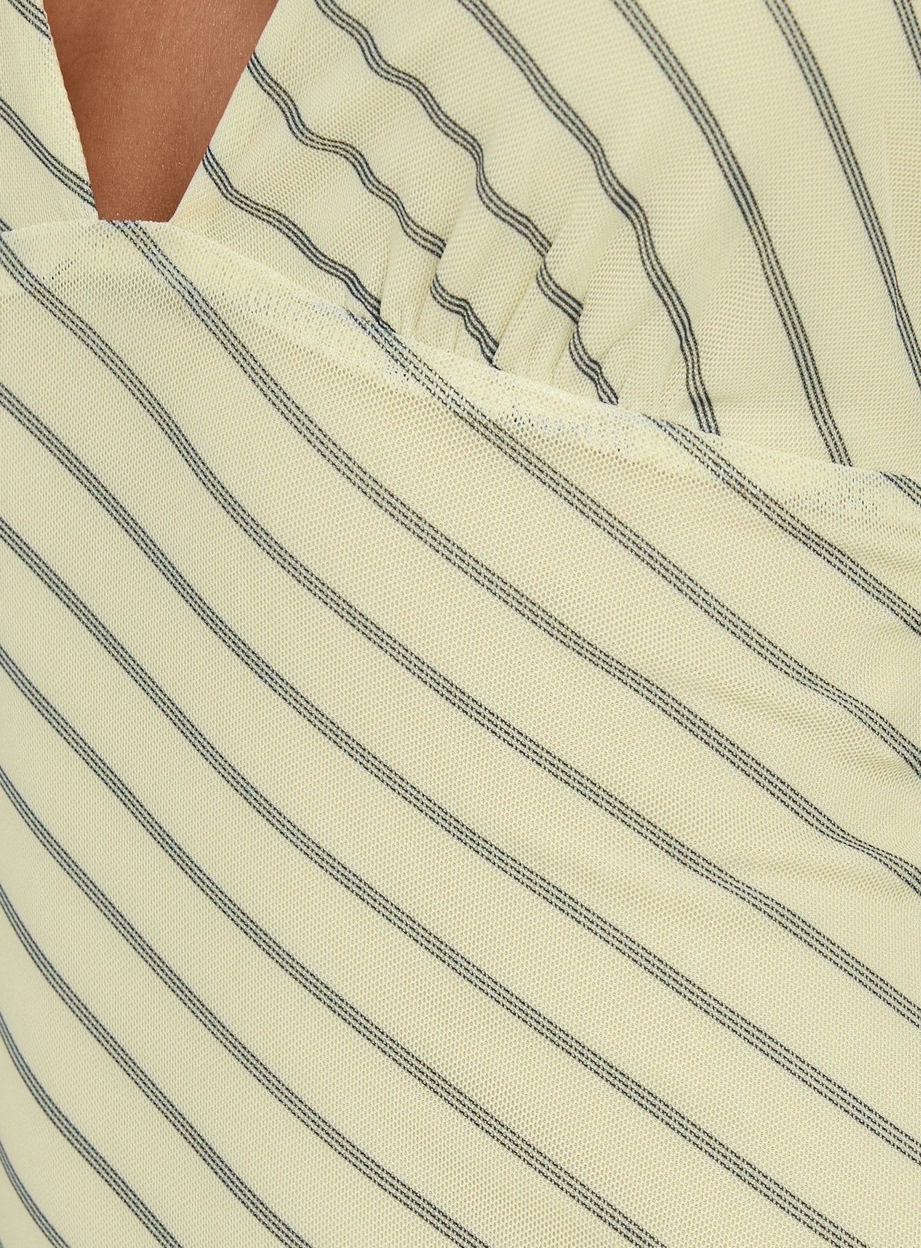 Adolena Halter Ruched Maxi Dress Yellow Stripe