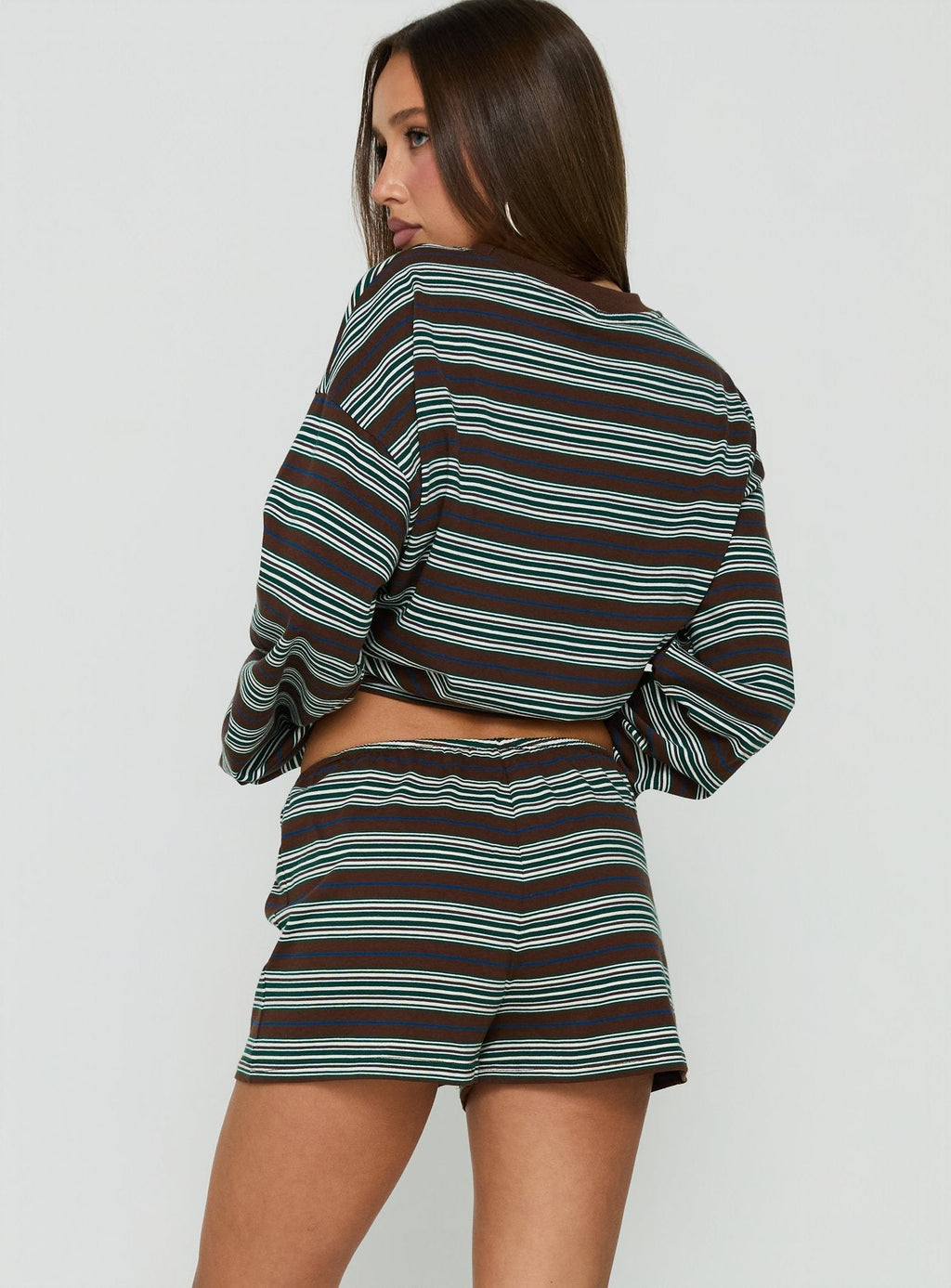 Settle Down Shorts Brown Stripe