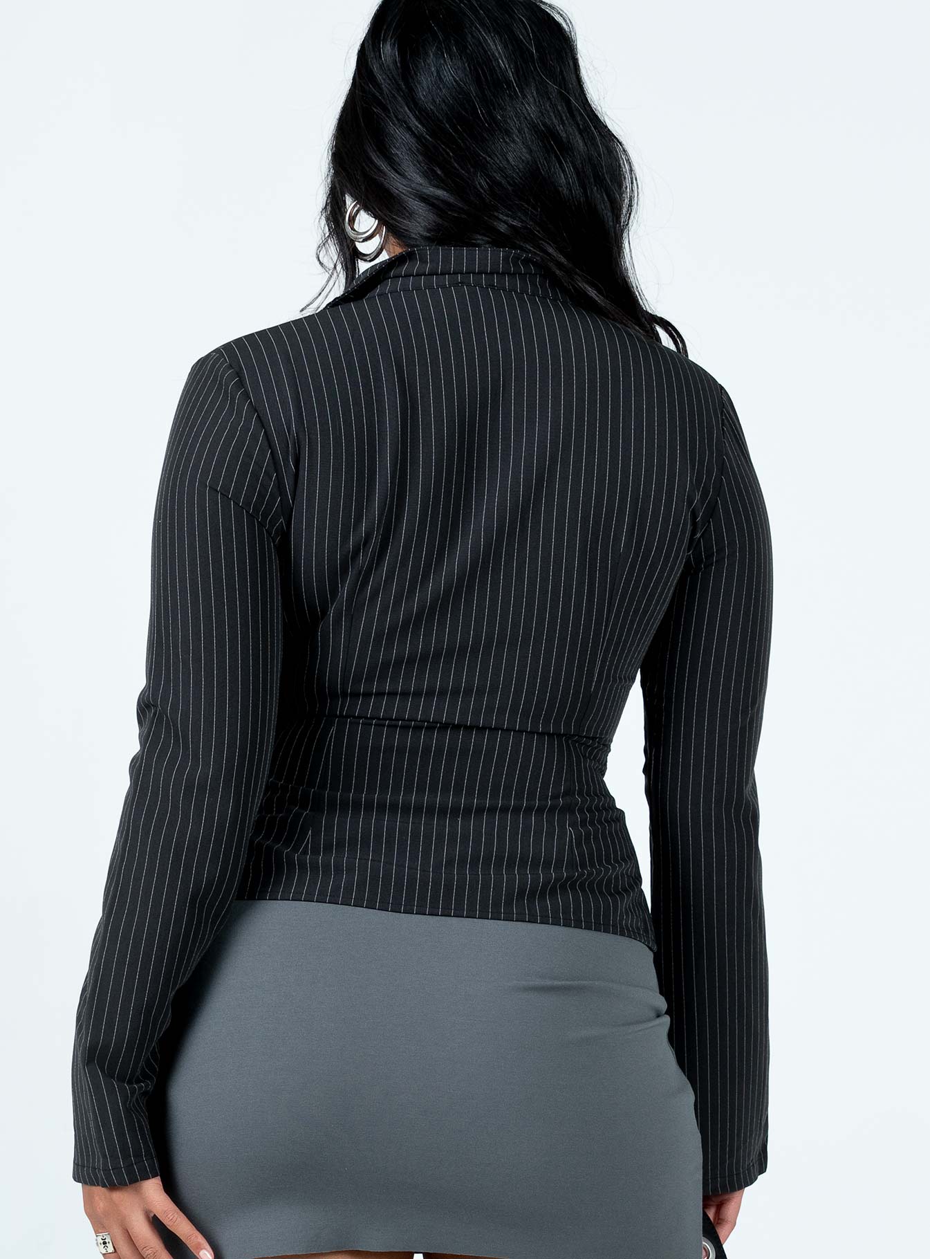 Anni Pinstripe Shirt Black