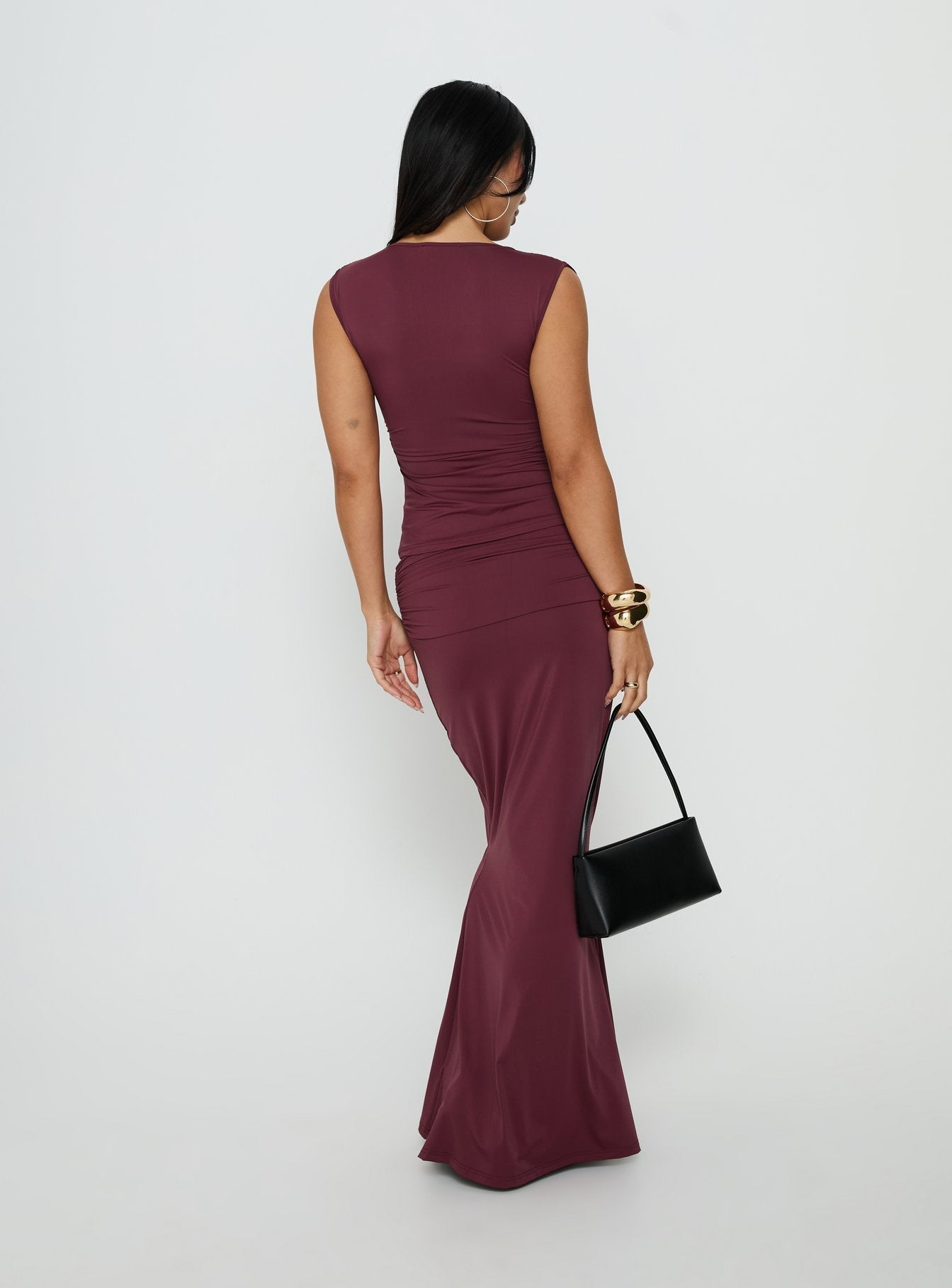 Liorah Foldover Waist Maxi Skirt Red