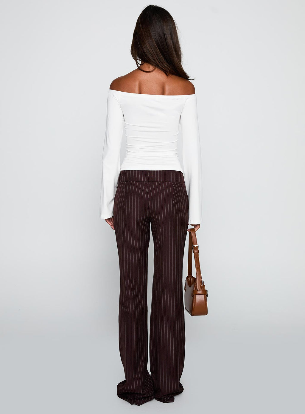 Kinkirk Flared Trousers Brown Pinstripe