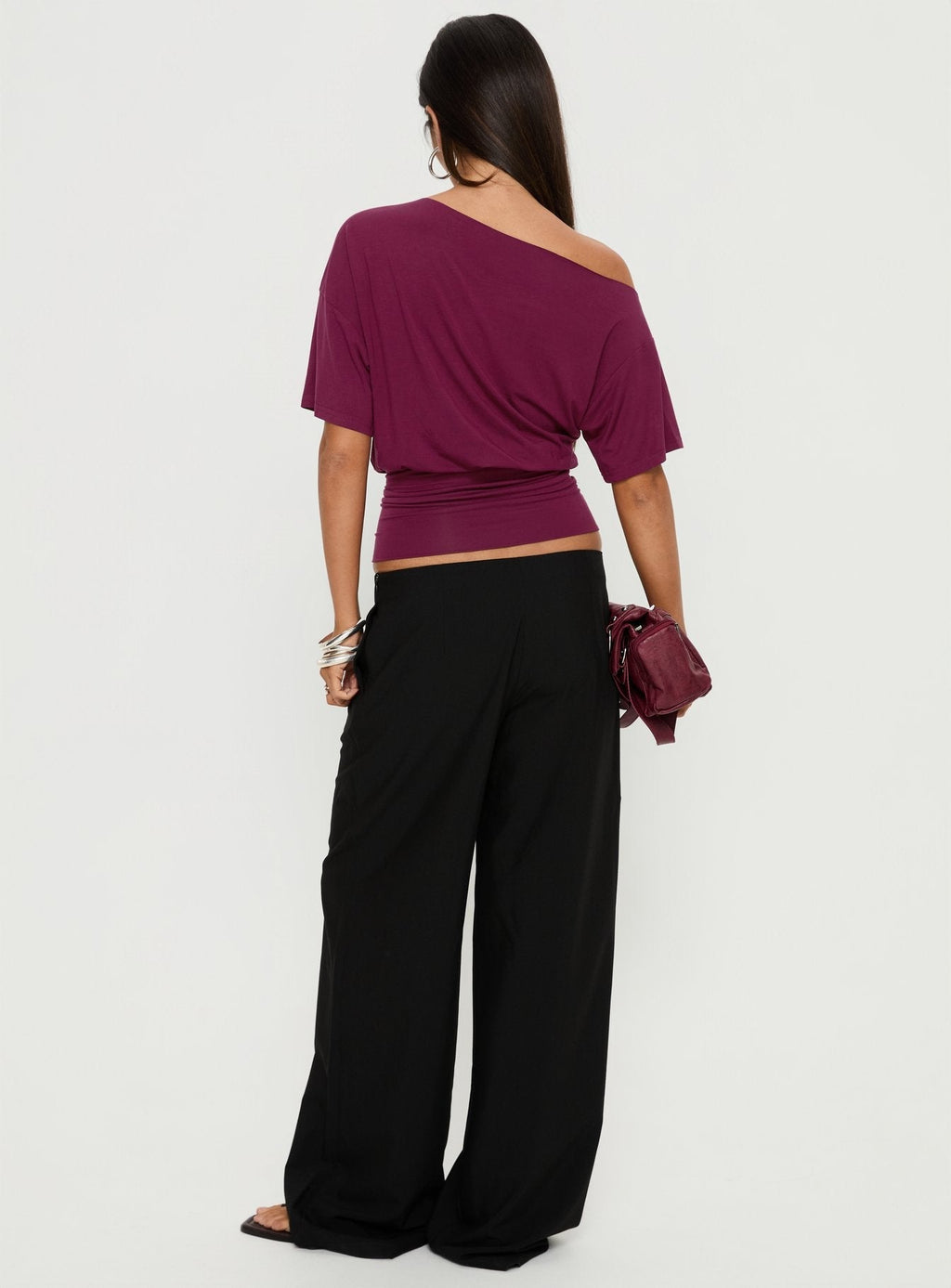 Khane Low Rise Wide Leg Trousers Black