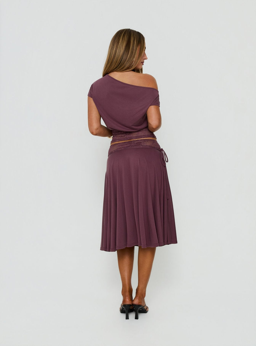 Marienna Lace Midi Skirt Plum