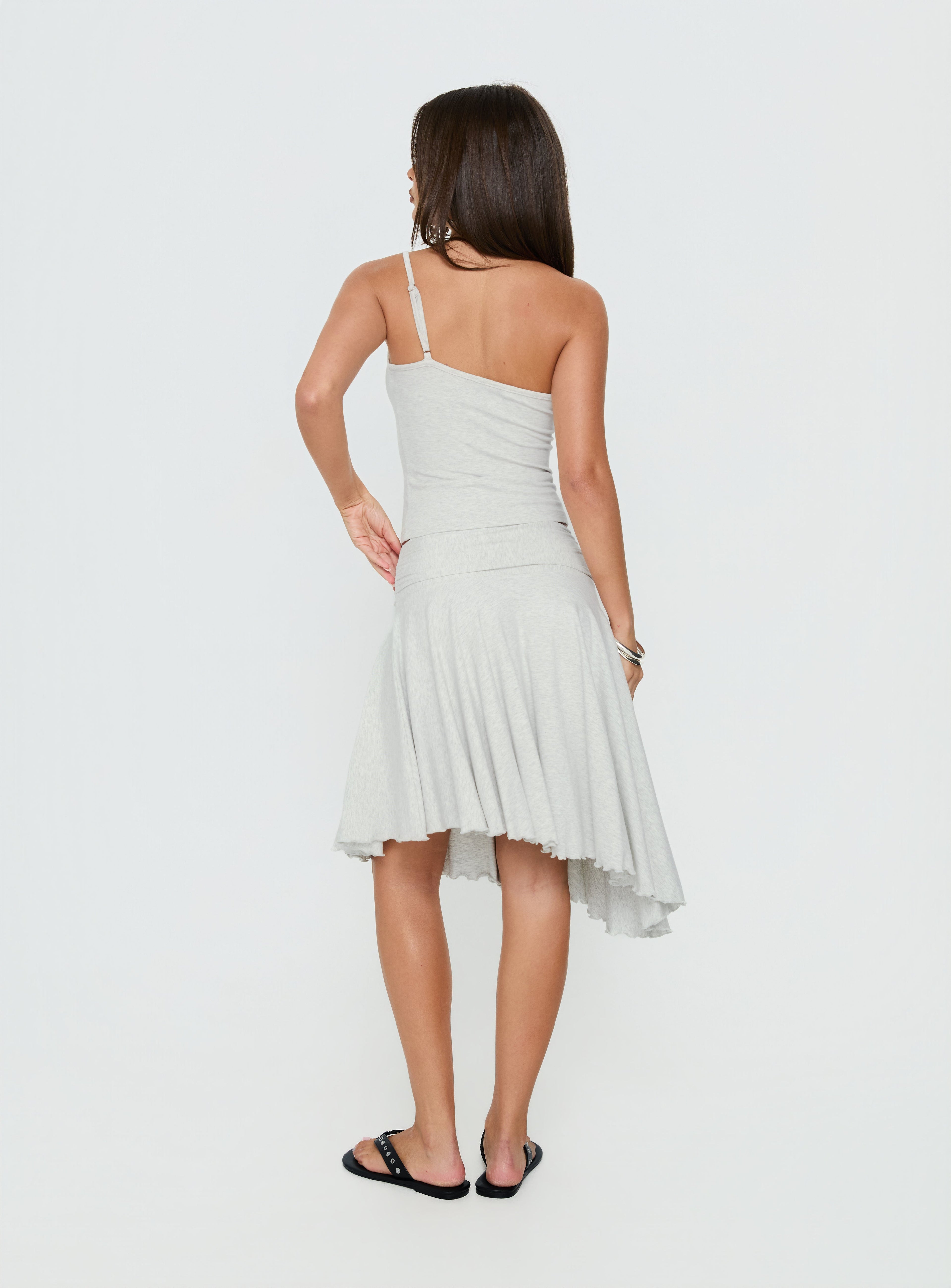 Mimmi Asymmetrical Midi Skirt Grey