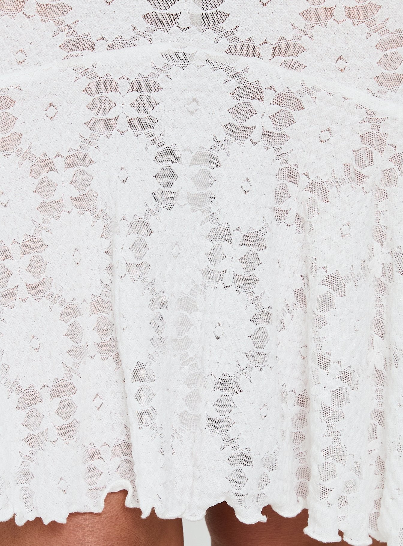 Elphie Sheer Lace Midi Skirt White