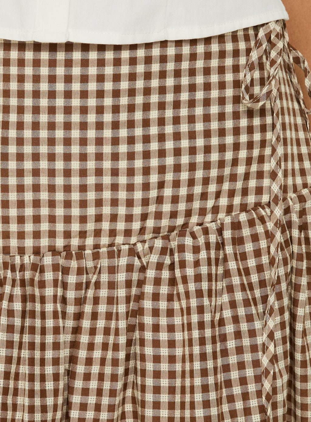Kasida Tie Detail Midi Skirt Brown Check