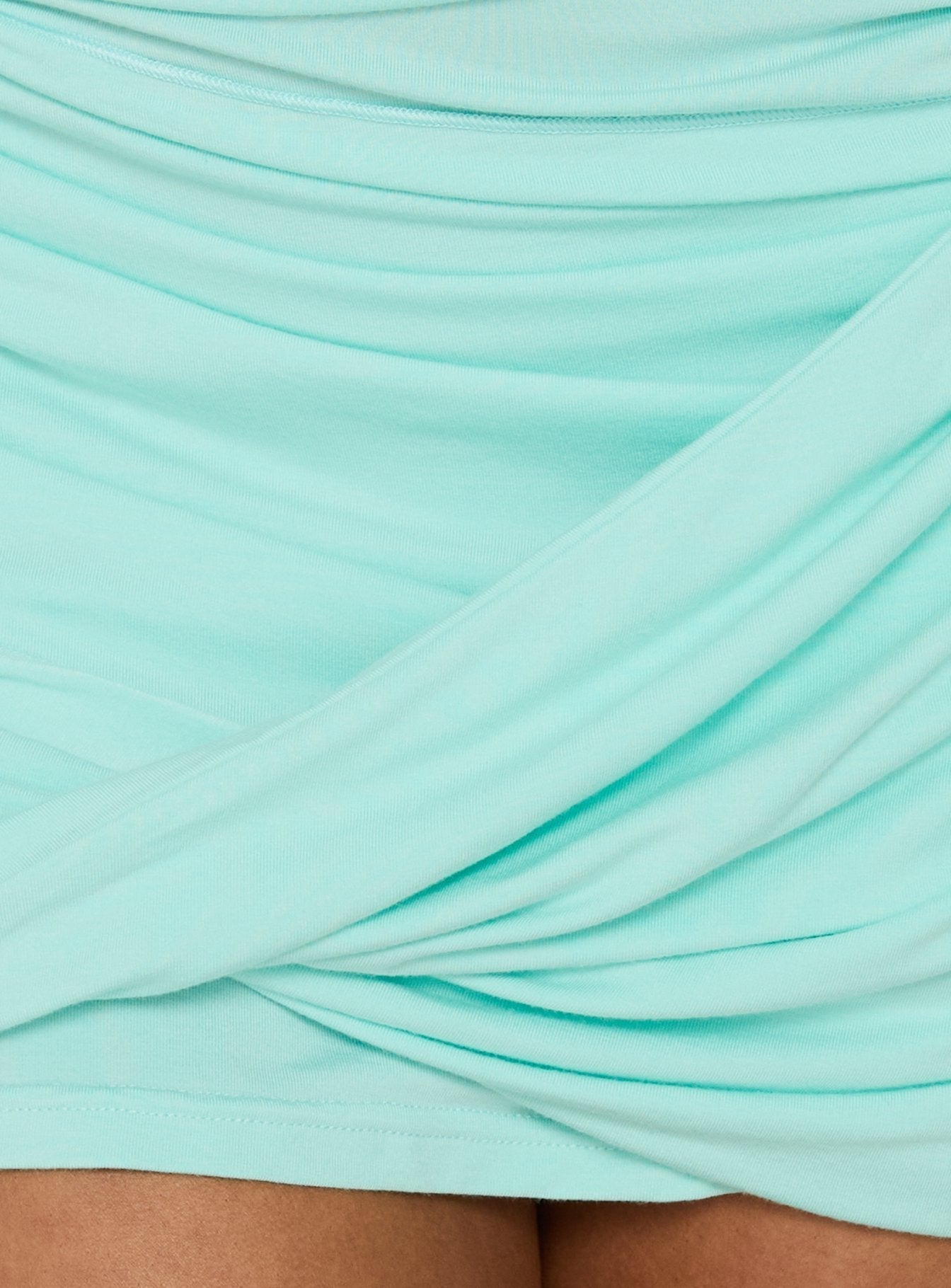 Dawn Light Asymmetric Layered Mini Skirt Aqua