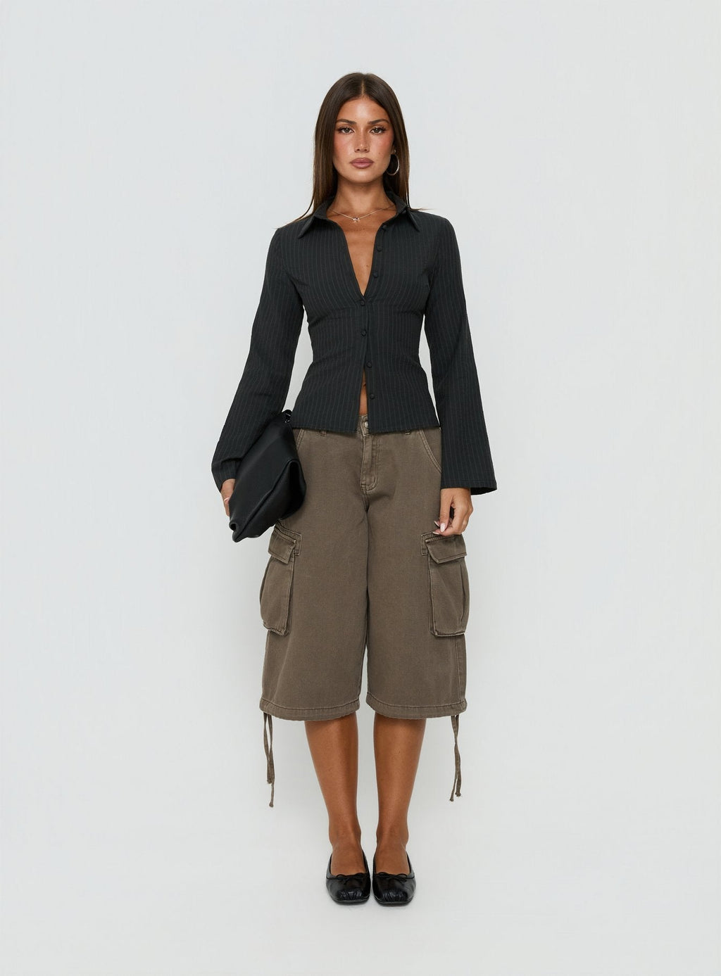 Anni Pinstripe Shirt Black