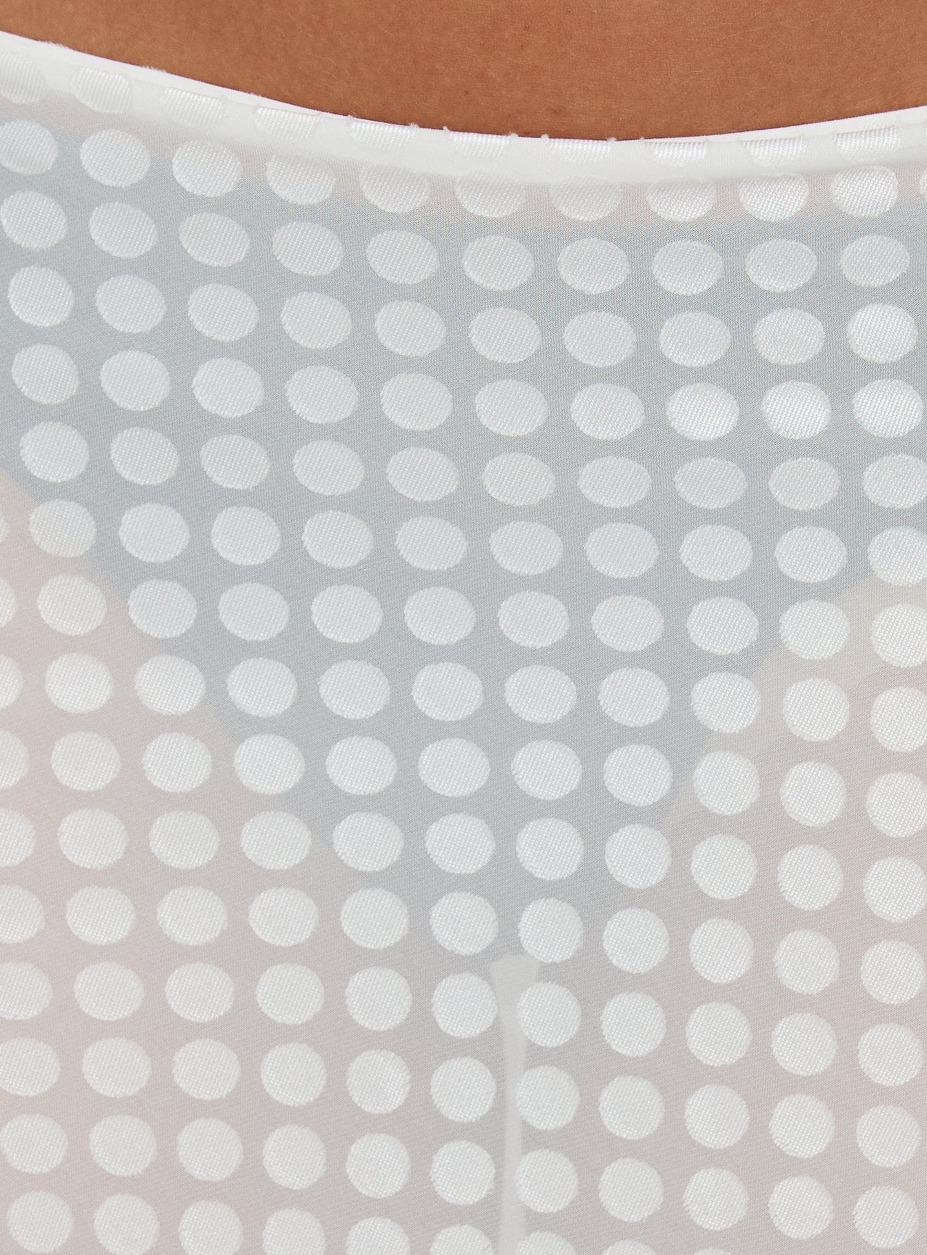 Evangela Sheer Midi Skirt White Polka Dot