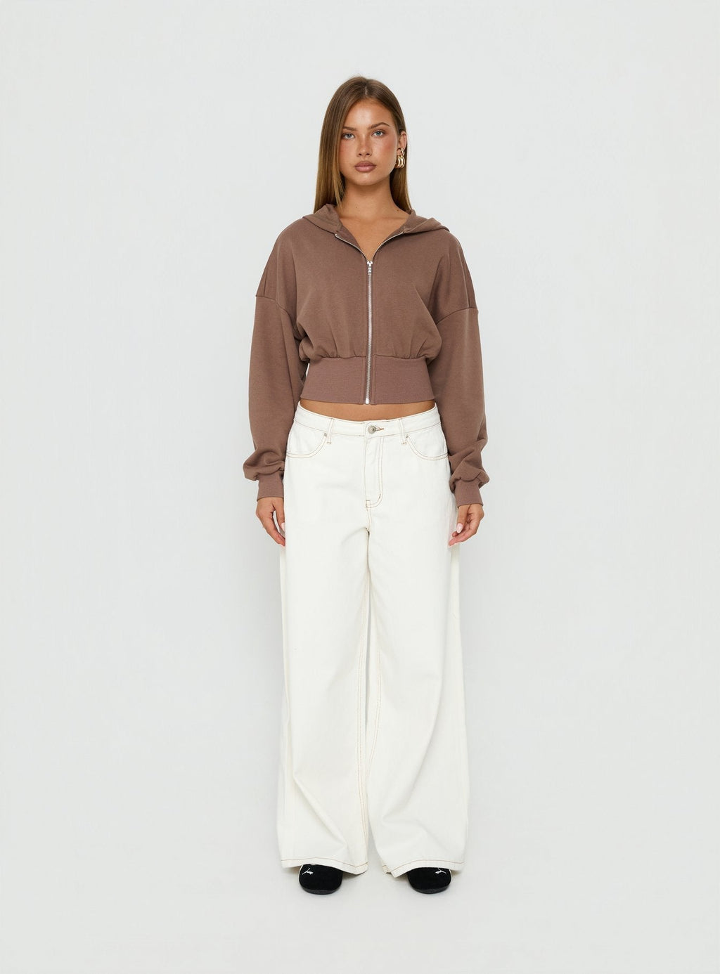 Naylor Mid Rise Wide Leg Jeans Cream
