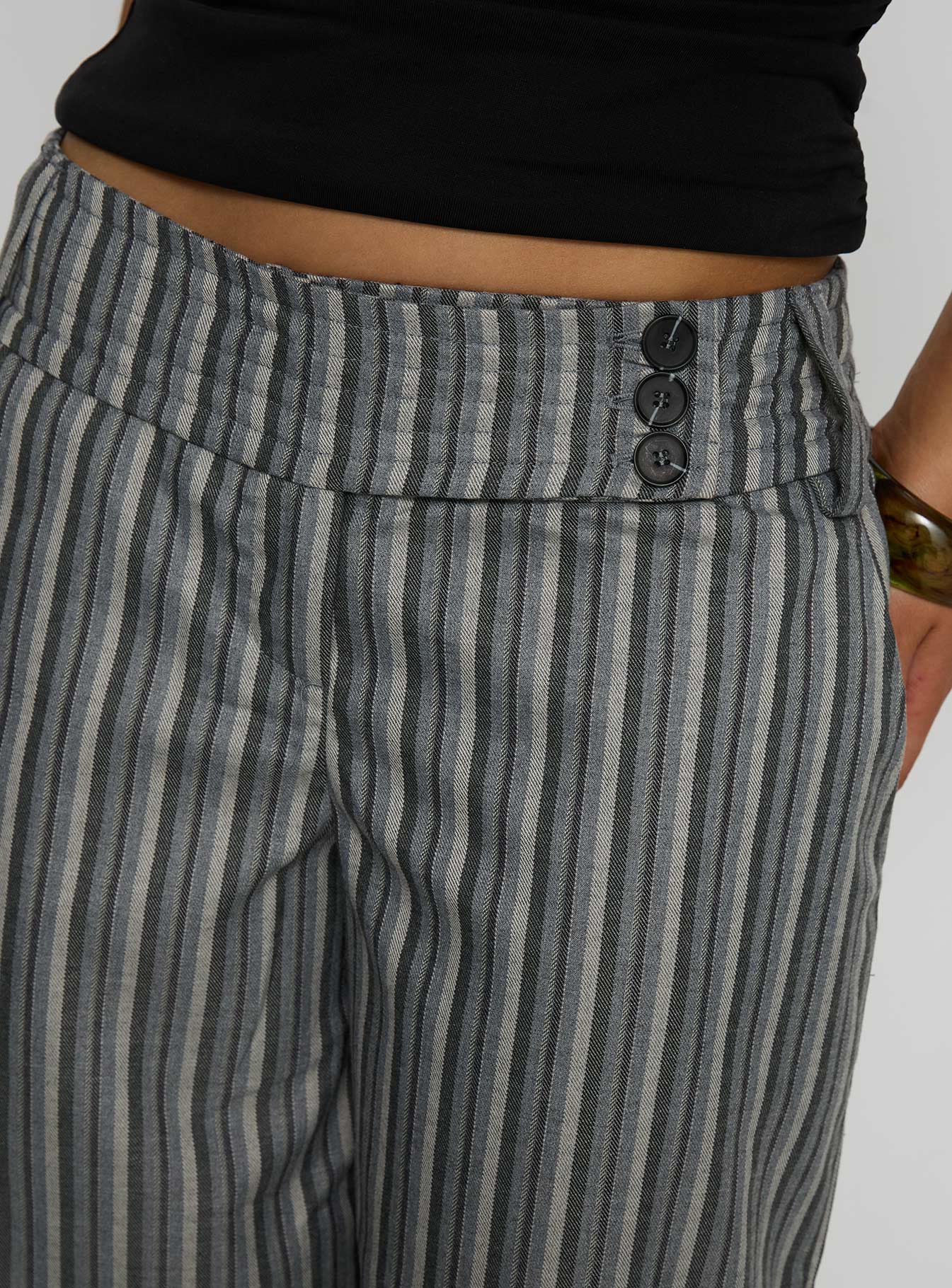 Cedars Low Rise Trousers Grey Stripe
