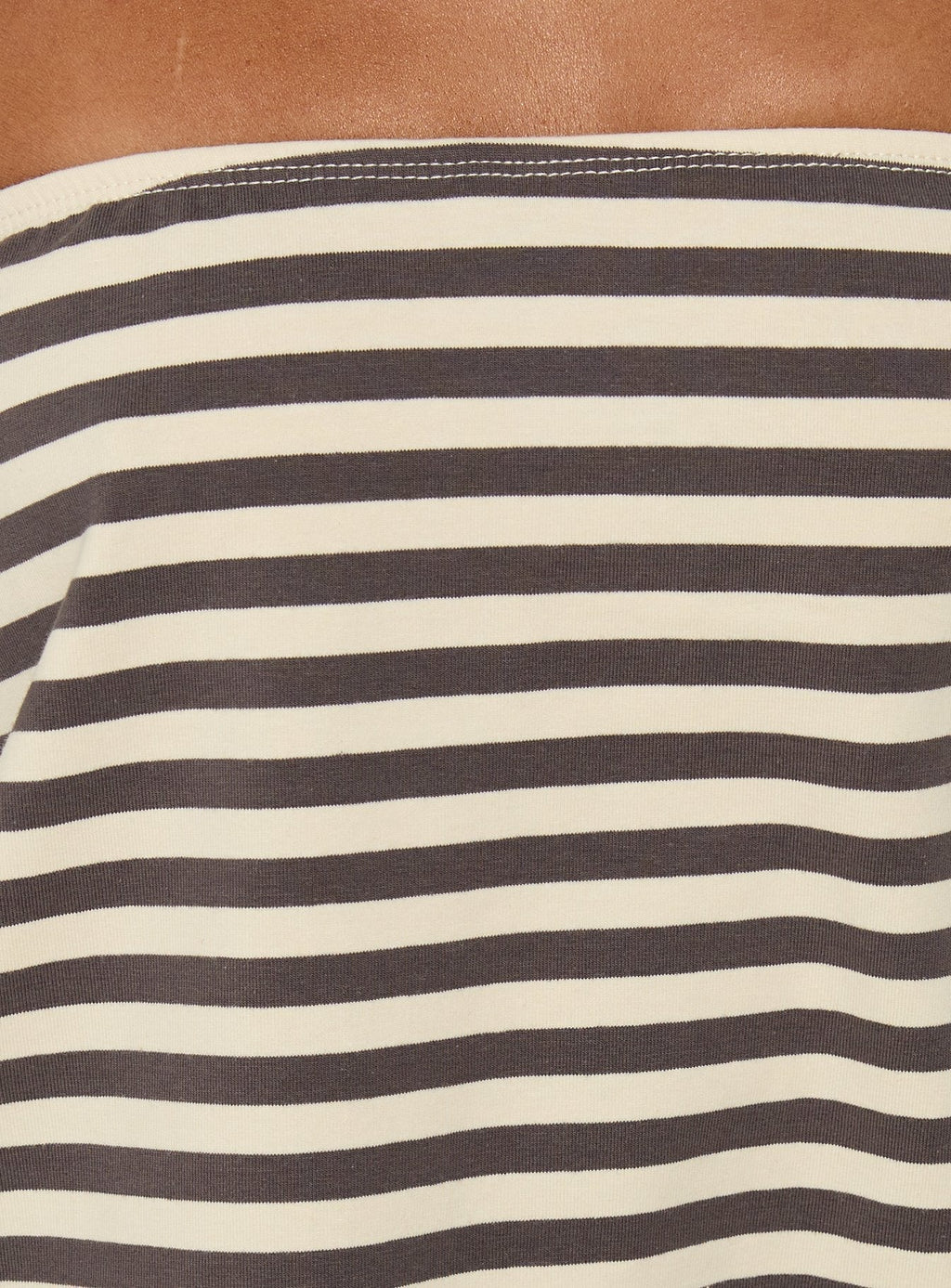 Karalee Strapless Blouson Mini Dress Charcoal / Cream Stripe