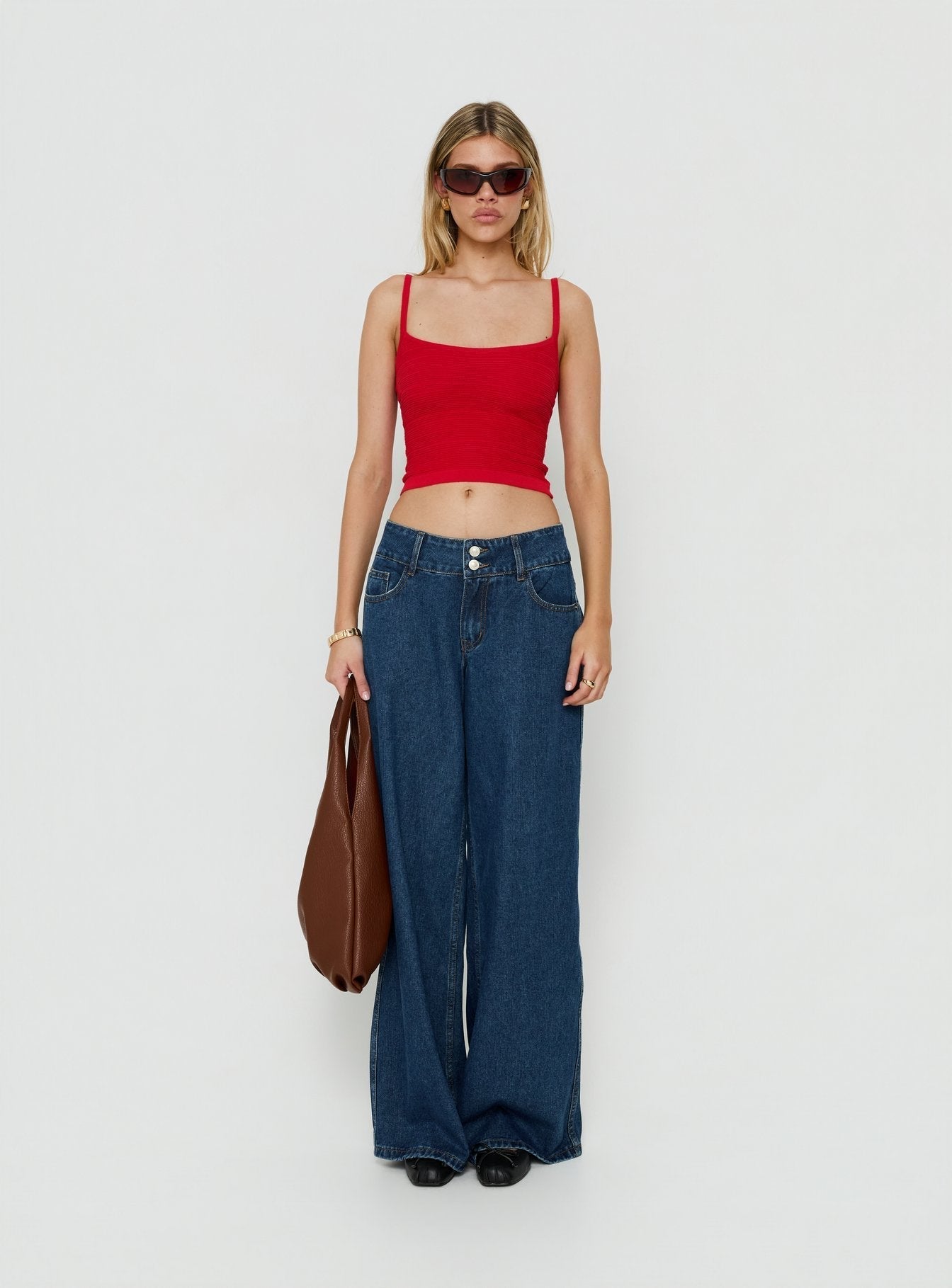 Wilah Knit Tank Top Red