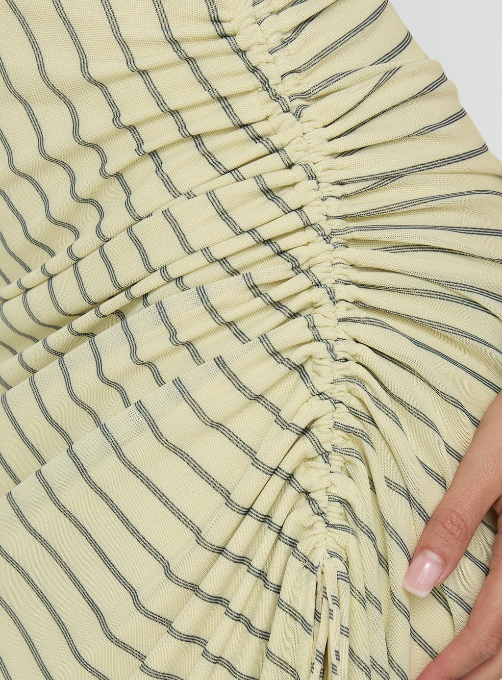 Adolena Halter Ruched Maxi Dress Yellow Stripe