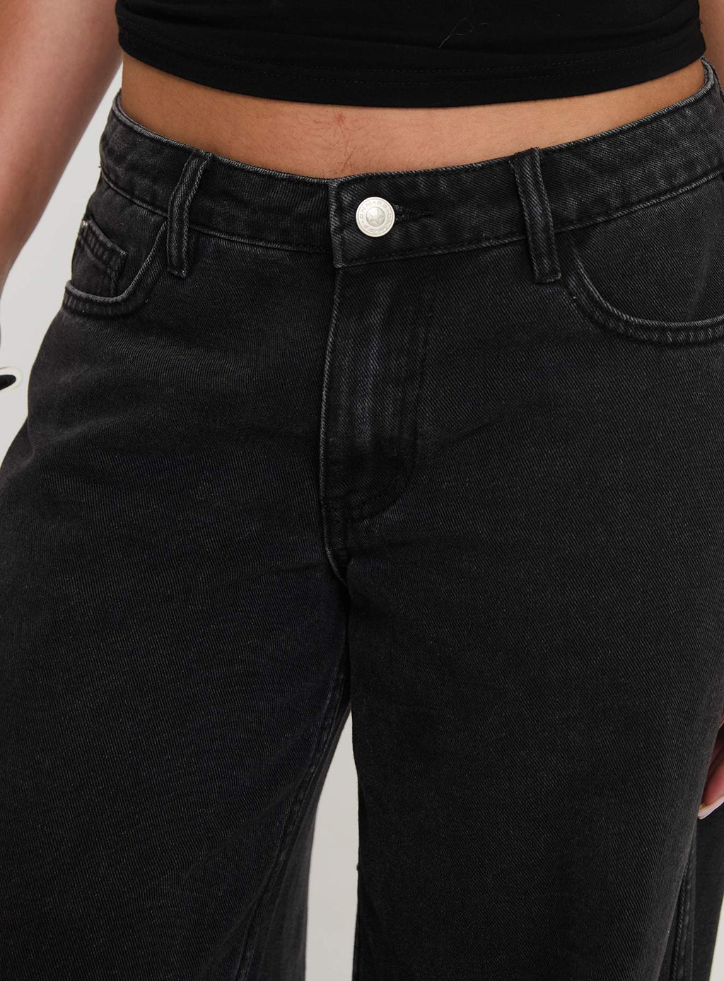 Ramos Low Rise Wide Leg Jeans Washed Black Petite