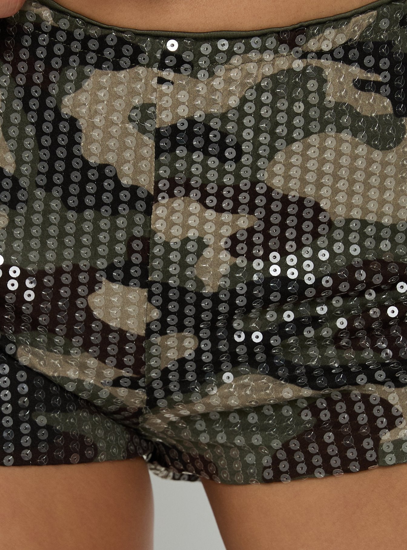 Hot Take Sequin Micro Shorts Camo