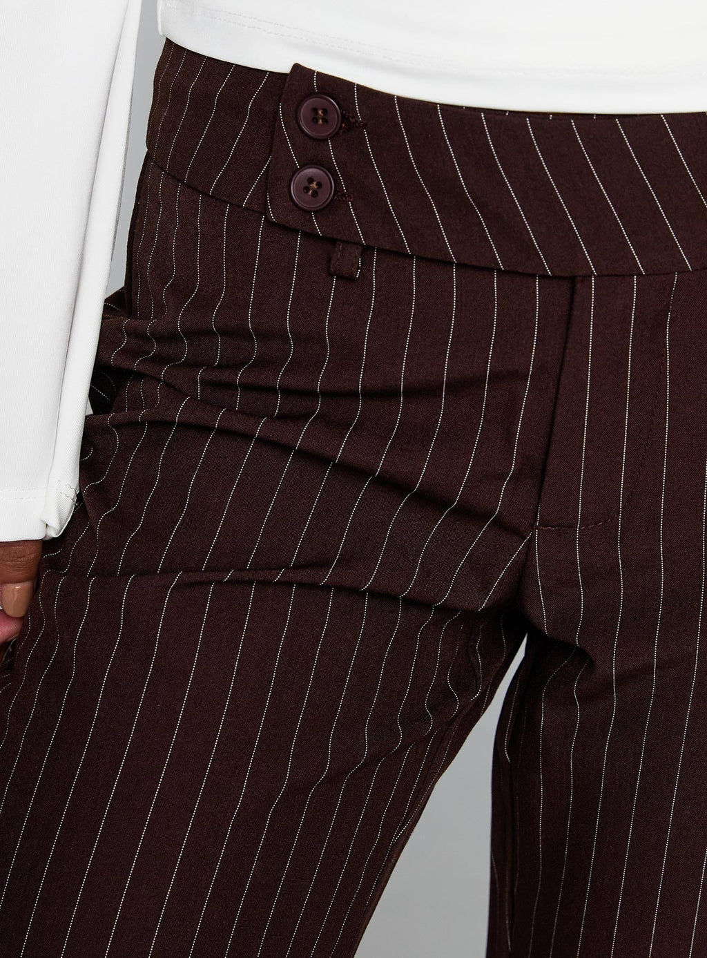 Kinkirk Flared Trousers Brown Pinstripe