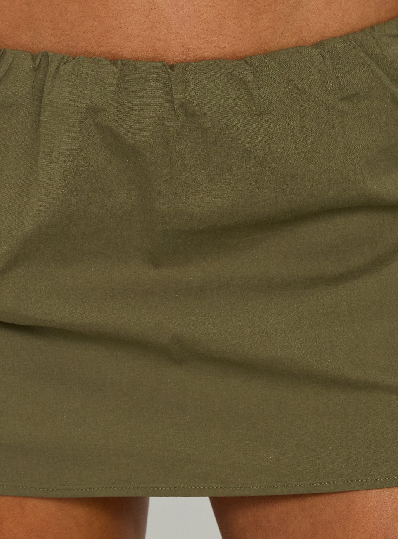 Lunea Concealed Waistband Mini Skirt Olive Green