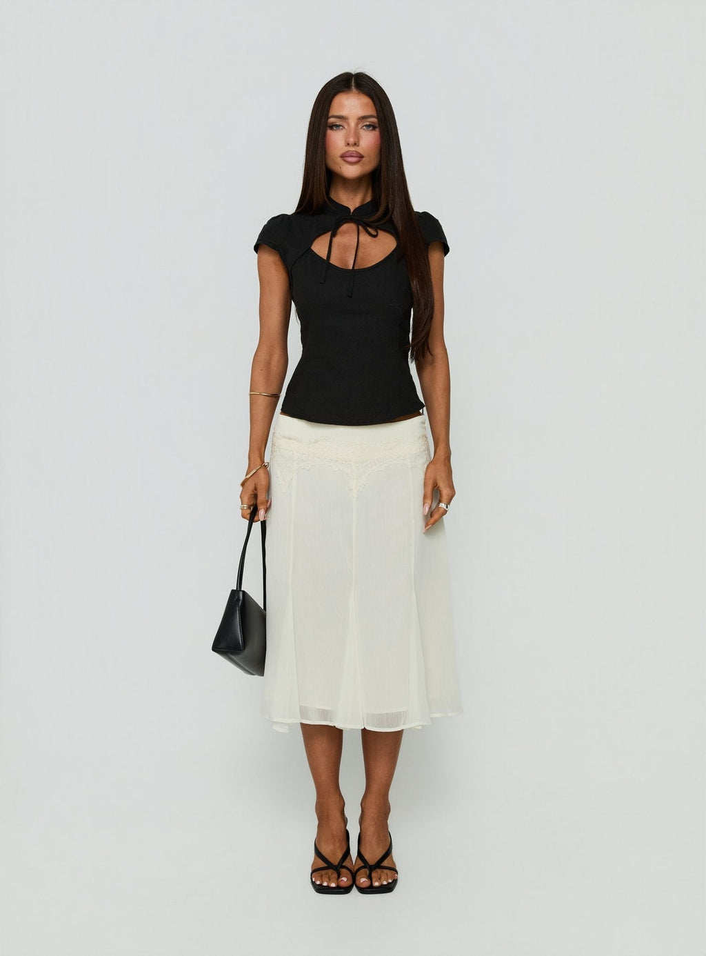 Ambrosea Panelled Midi Skirt Cream
