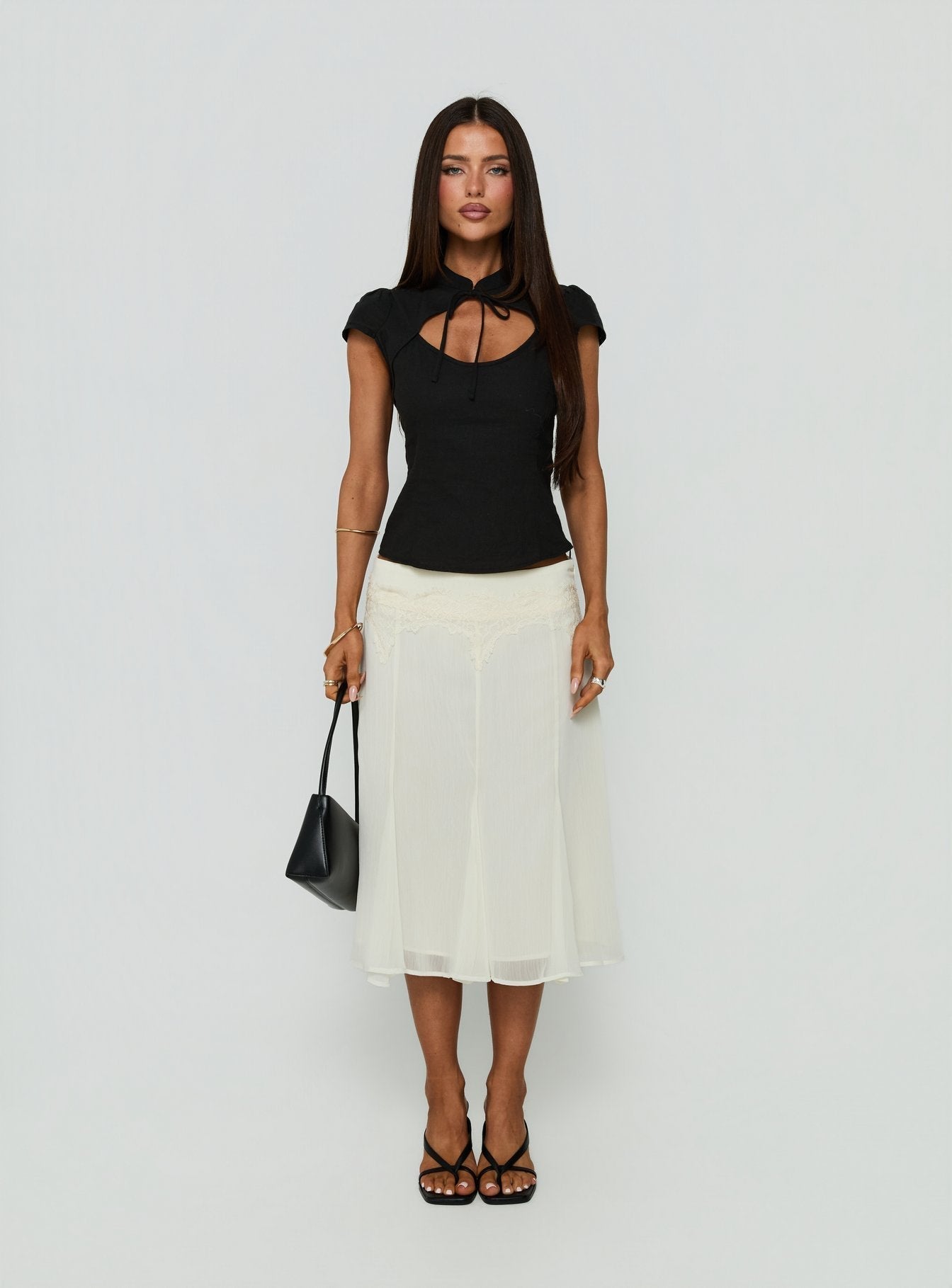 Ambrosea Panelled Midi Skirt Cream