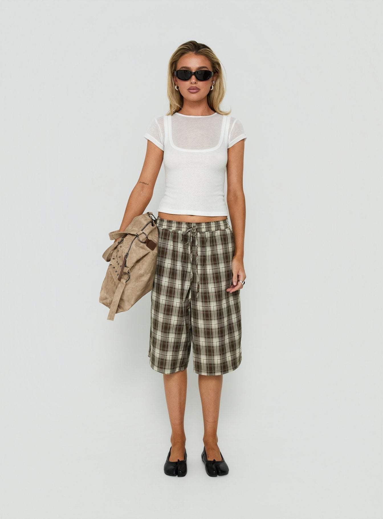 Tucka Long Line Baggy Shorts Multi Check