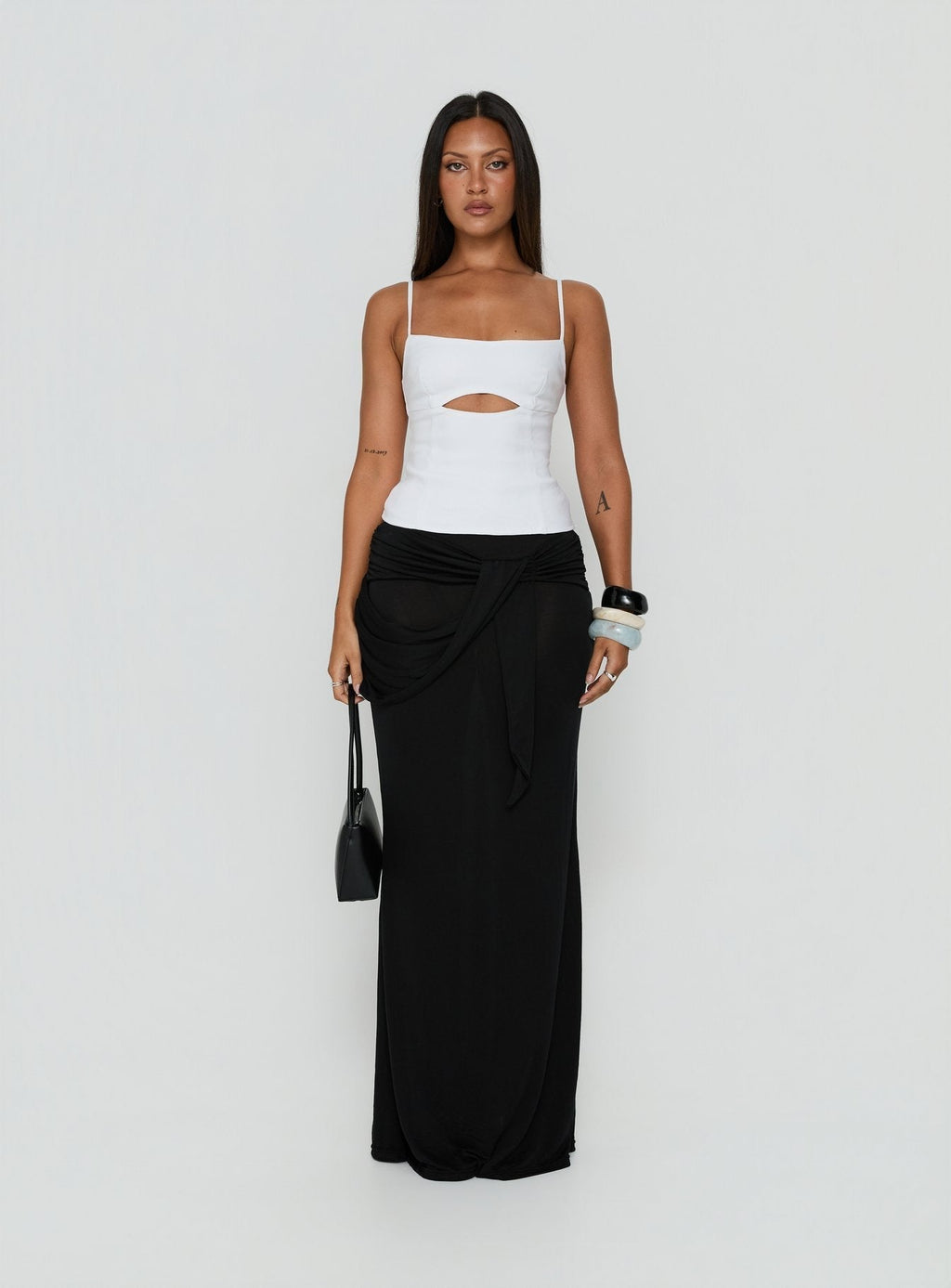 Samelia Wrap Maxi Skirt Black